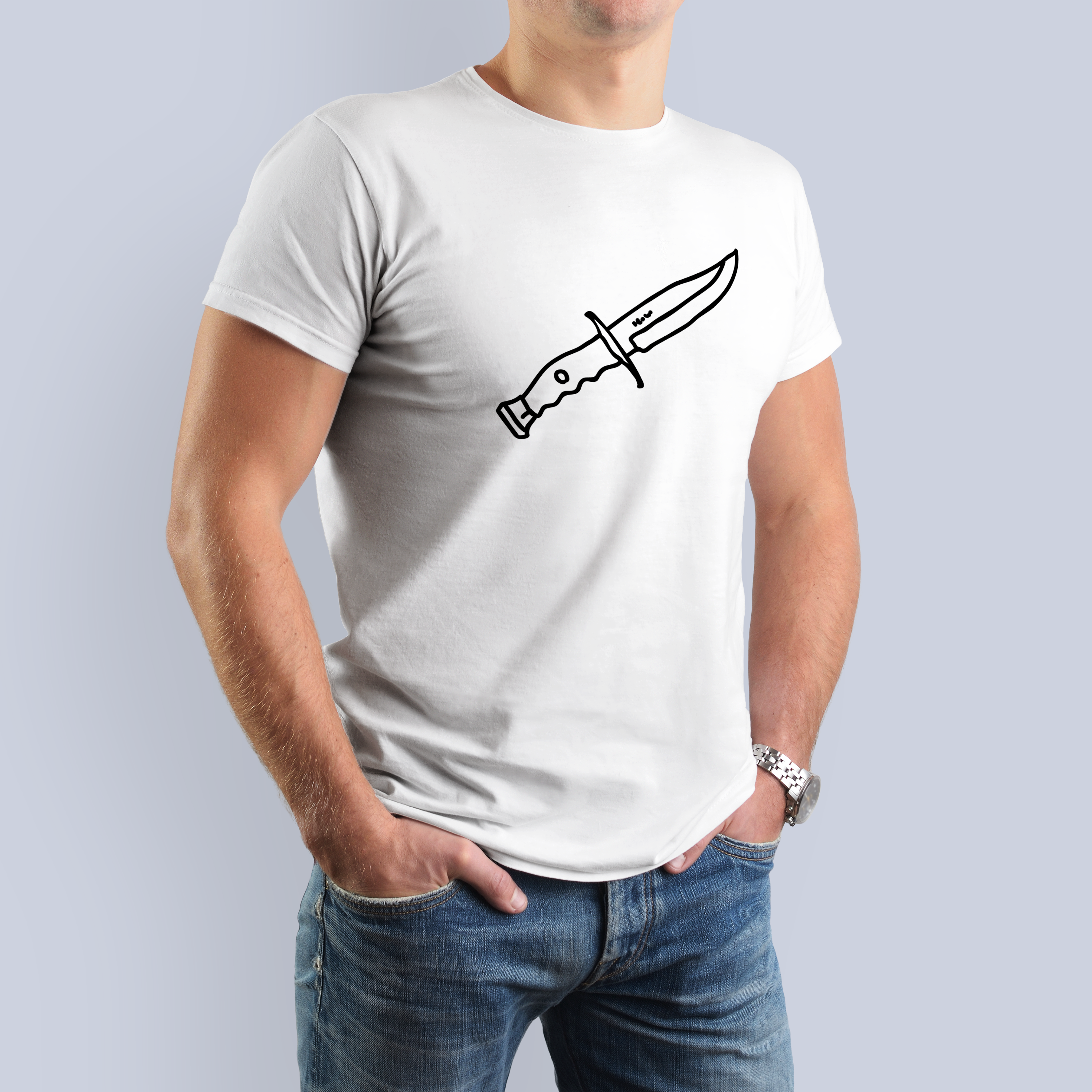 Knife Graphic Tee - White Casual T-Shirt 3