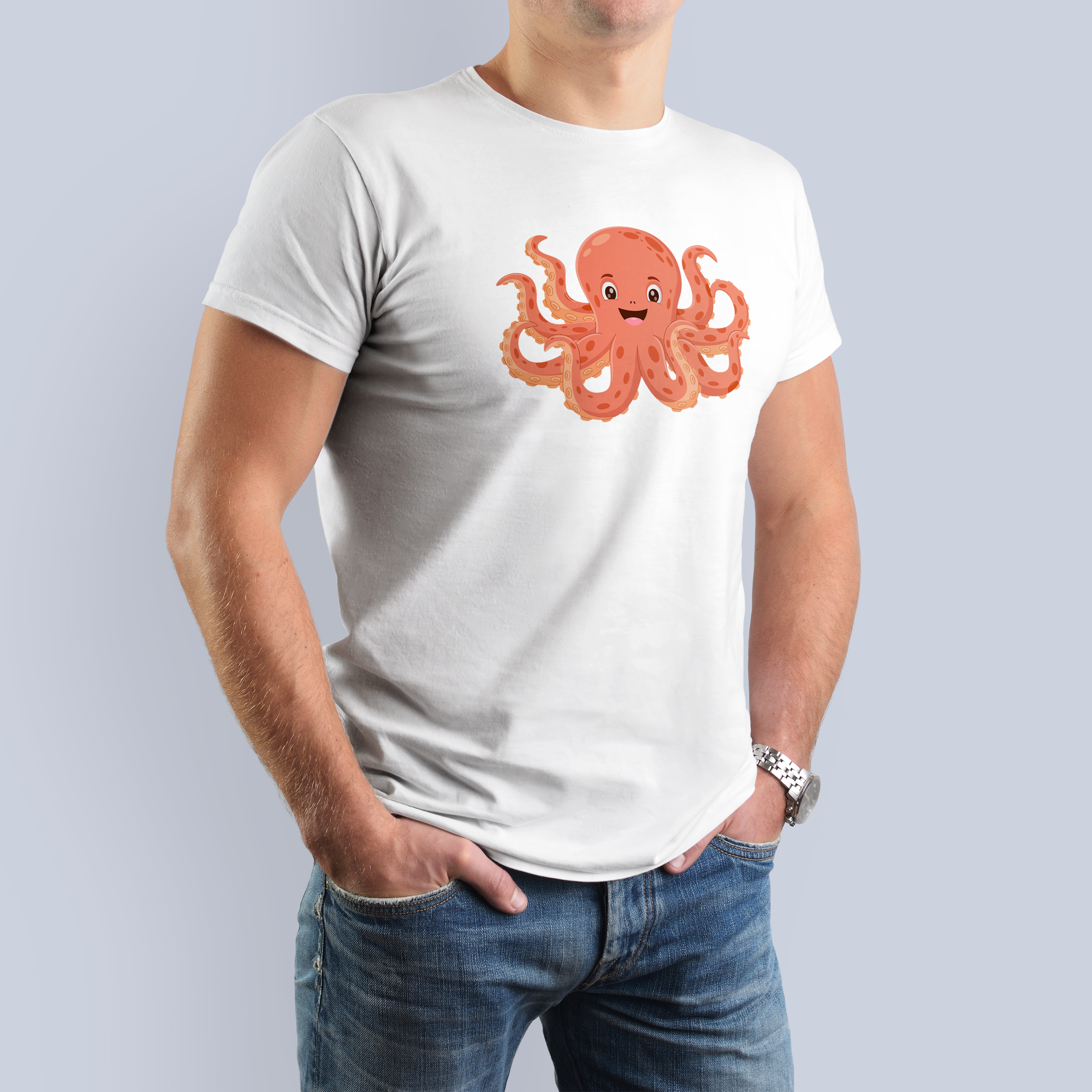 Cute Orange Octopus Graphic T-Shirt - Ocean Life Tee 3