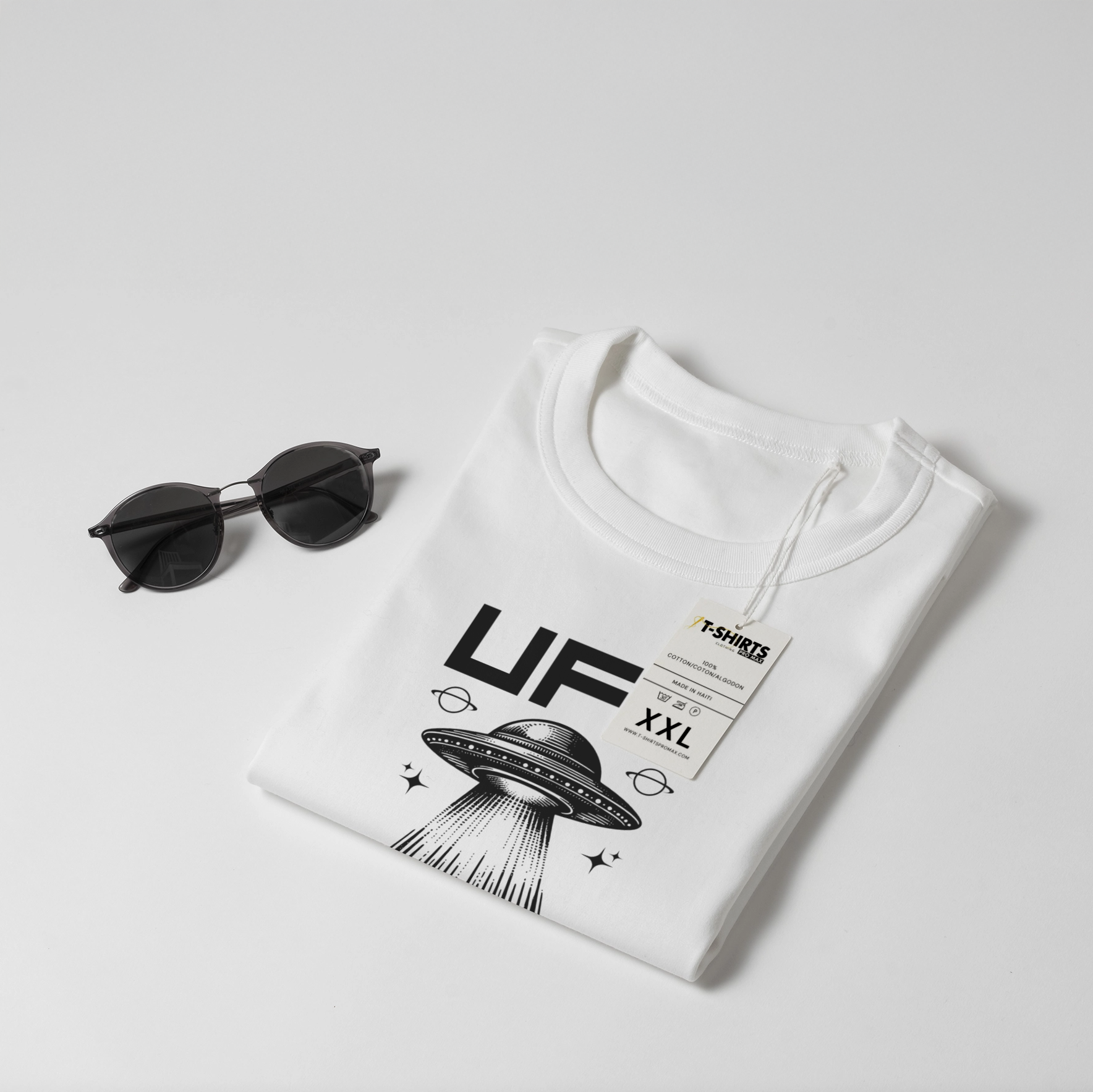 Classic UFO Flying Saucer White Graphic T-Shirt 5