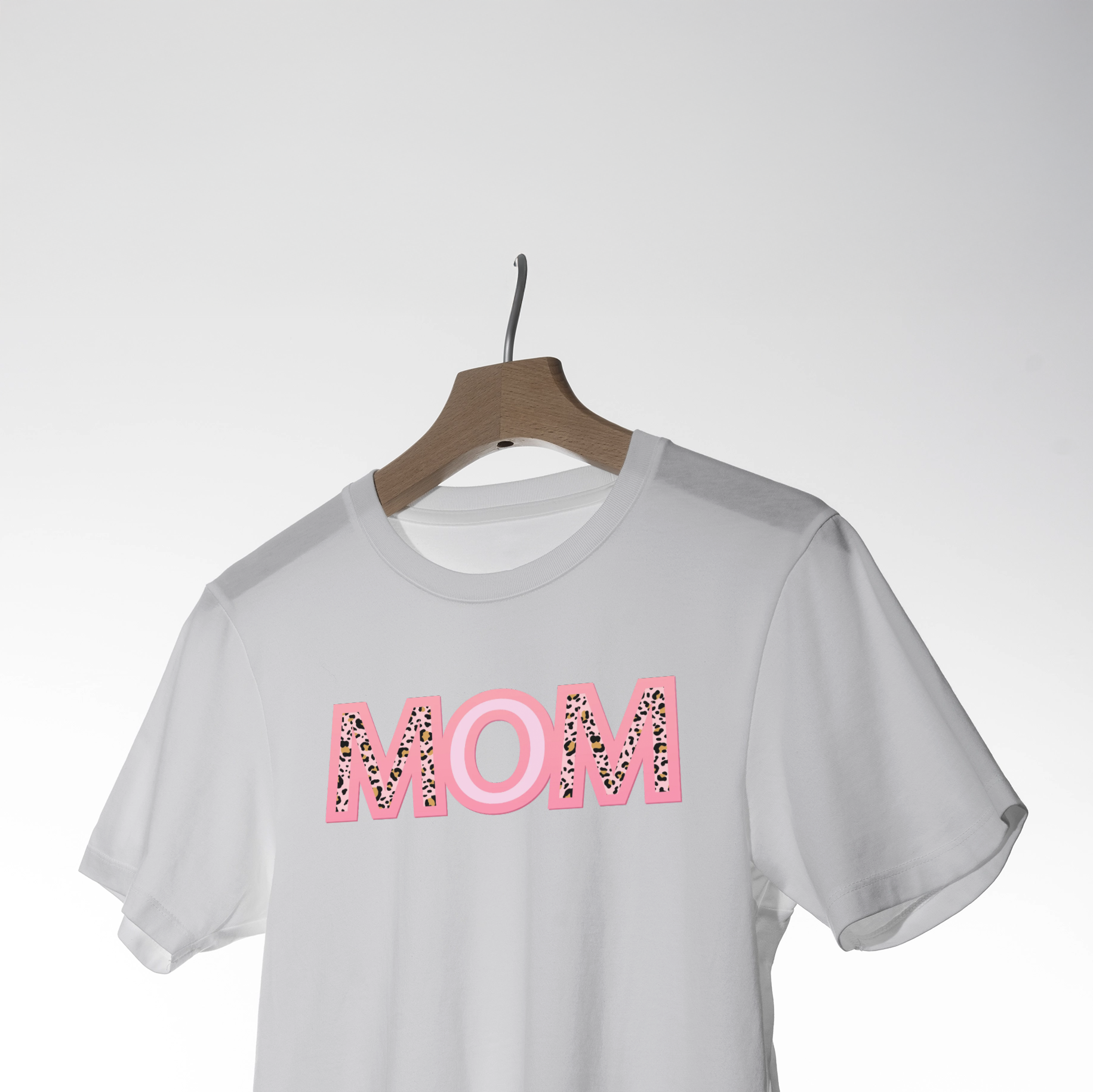 "MOM" Leopard Print & Pink Block Letter T-Shirt 4