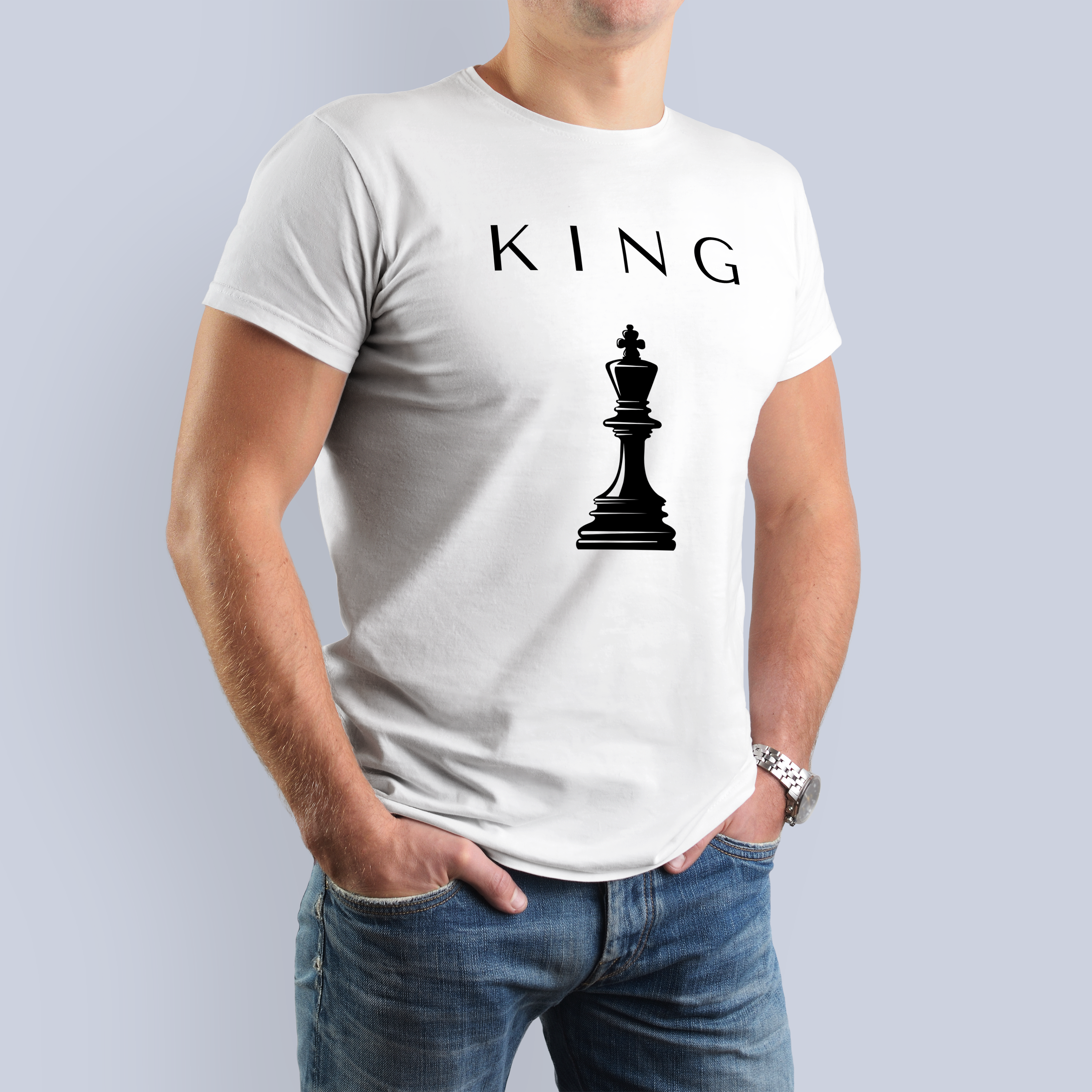 King Chess Piece Graphic Tee | Men's White T-Shirt 3