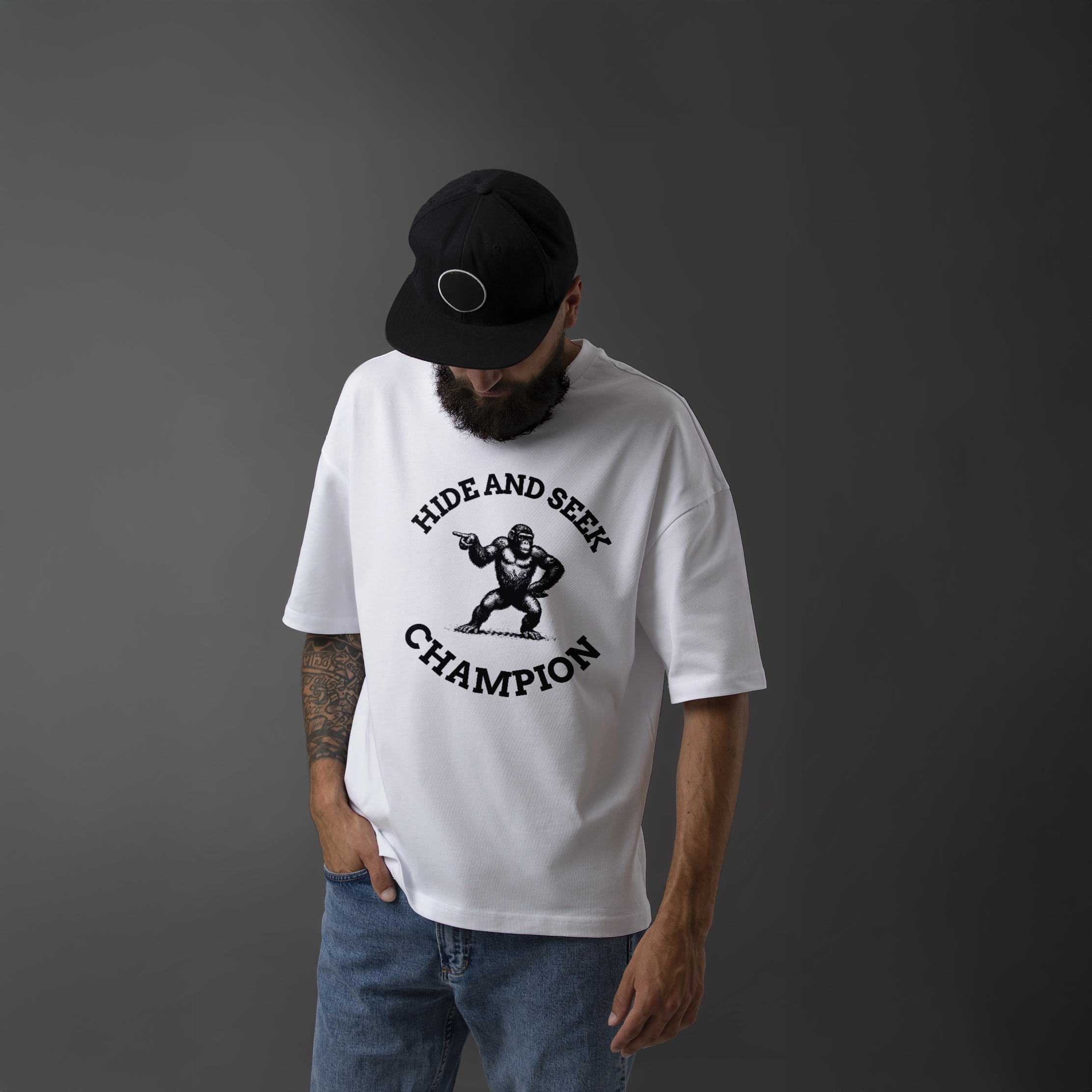 Funny Bigfoot T-Shirt – “Hide and Seek Champion” Graphic Tee