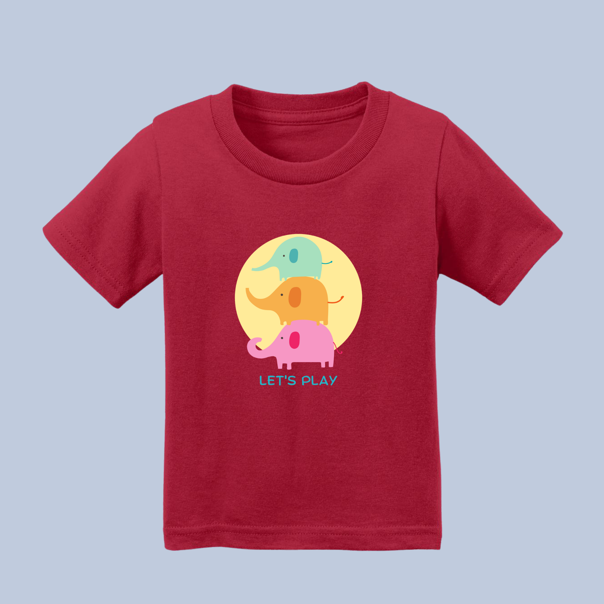 Let's Play Colorful Elephants Kids' T-Shirt - Soft Cotton Toddler Tee 4