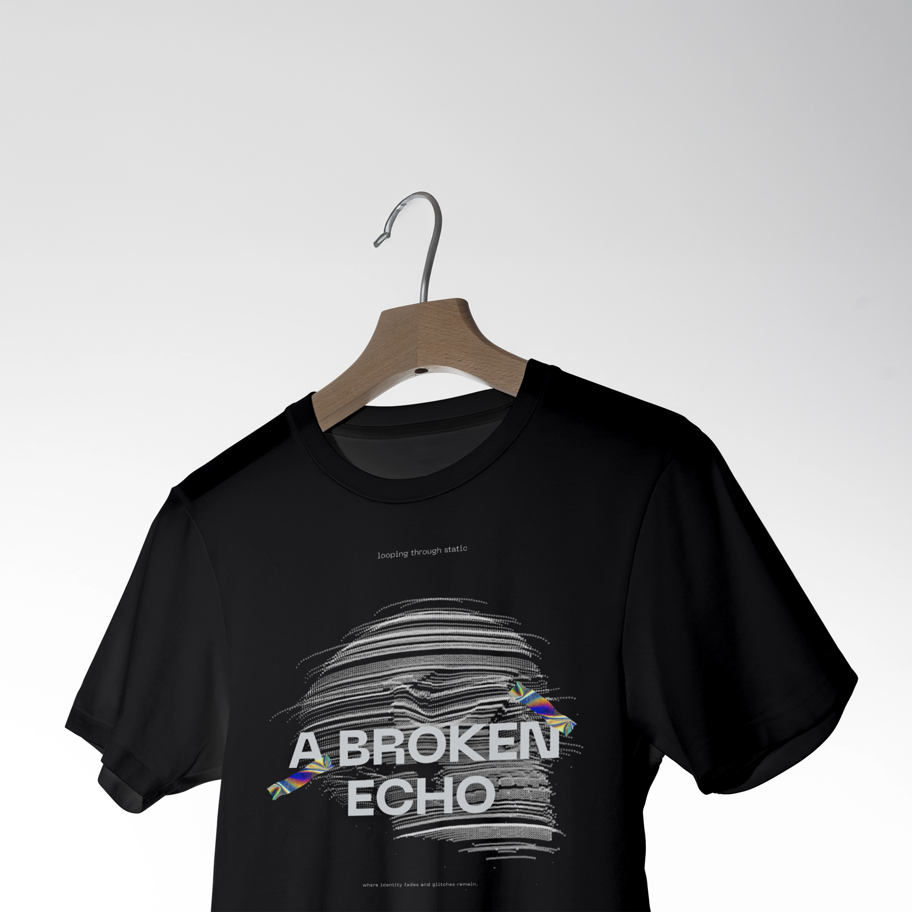 "A Broken Echo" Glitch Art T-Shirt | Abstract Static Design Tee 3
