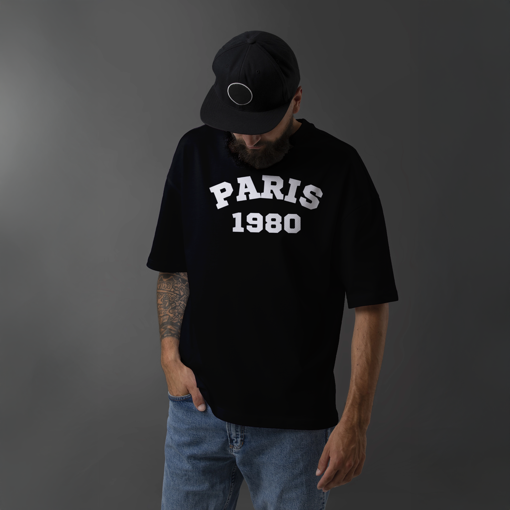 PARIS 1980 Black Graphic T-Shirt 4