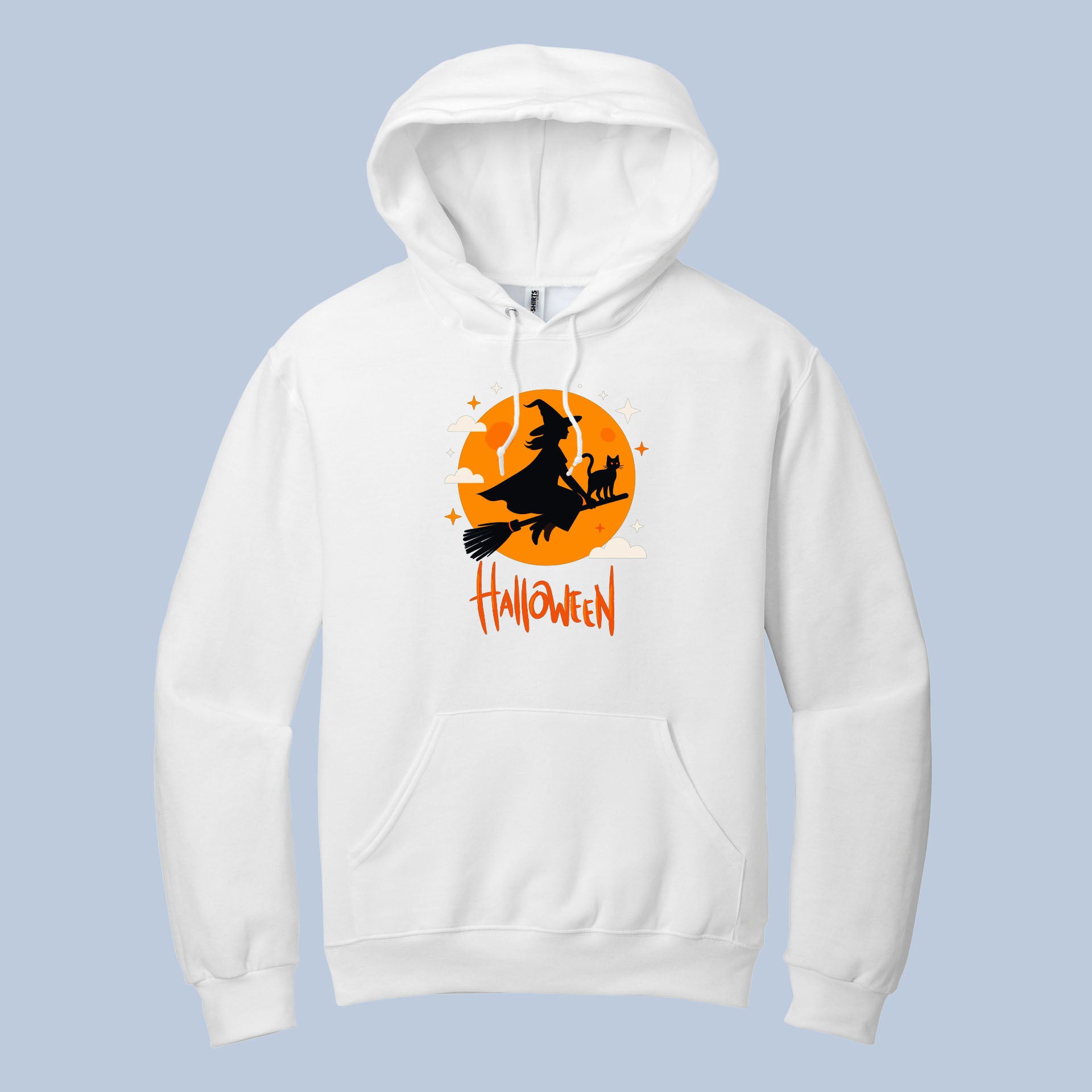 Halloween Witch Hoodie – Spooky Black Cat & Witch Flying on Broomstick Sweatshirt for Trick or Treat, Haunted House & Party 4