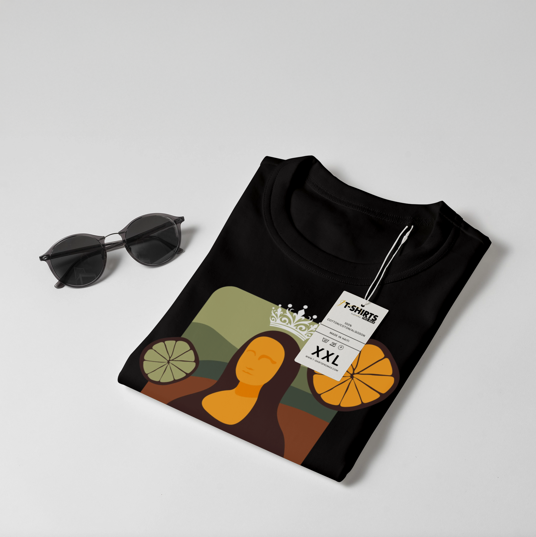 Monalisa Orange Crown" Art-Inspired Graphic T-Shirt - Black Unisex Tee 5