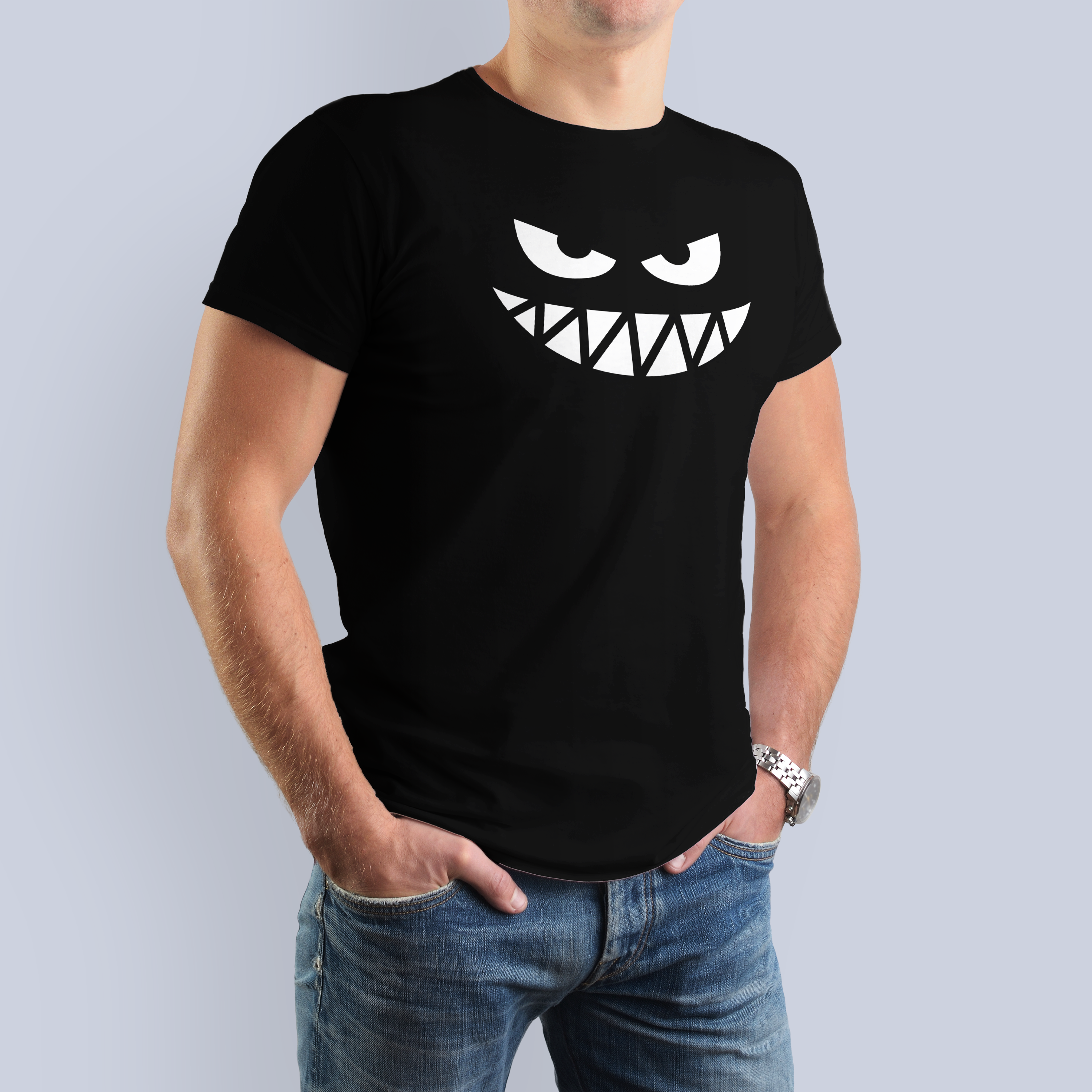 Evil Grin Face T-Shirt – Bold Graphic Monster Smile Tee 3