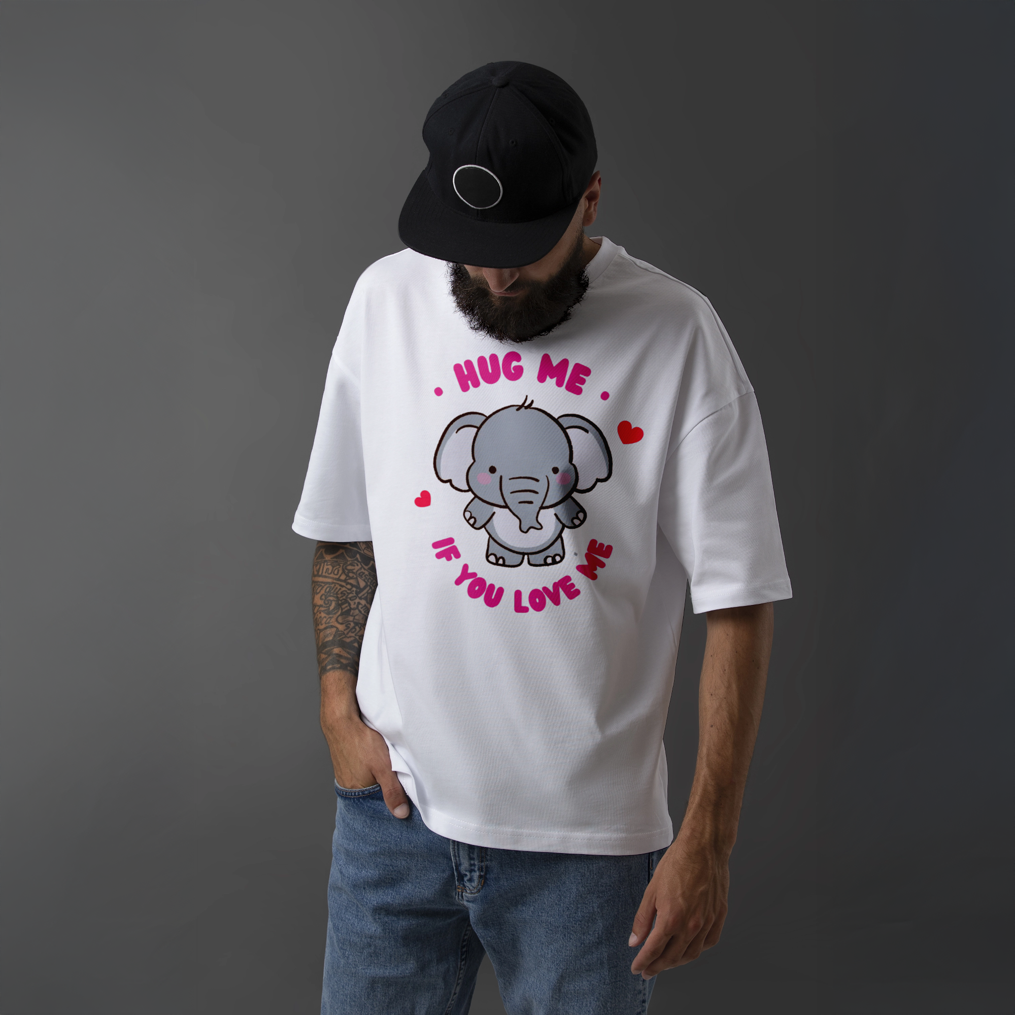 Hug Me If You Love Me T-Shirt – Cute Elephant Cartoon Tee