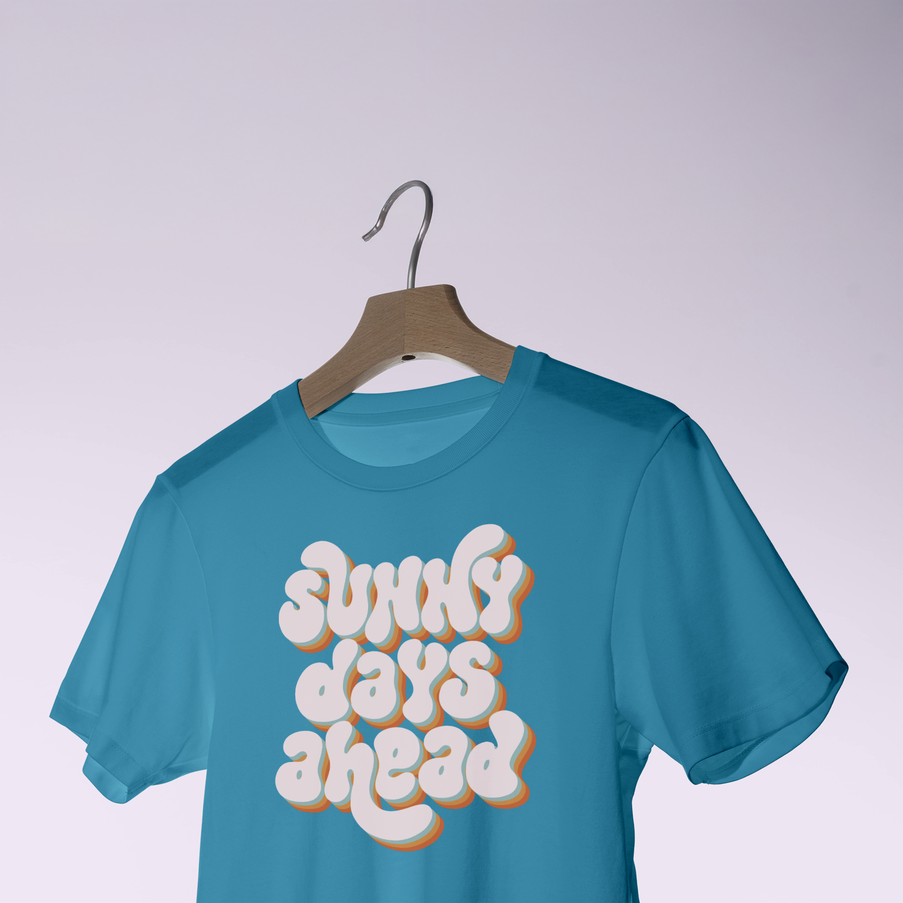 "Sunny Days Ahead" Retro Graphic T-Shirt - Teal Unisex Tee 3