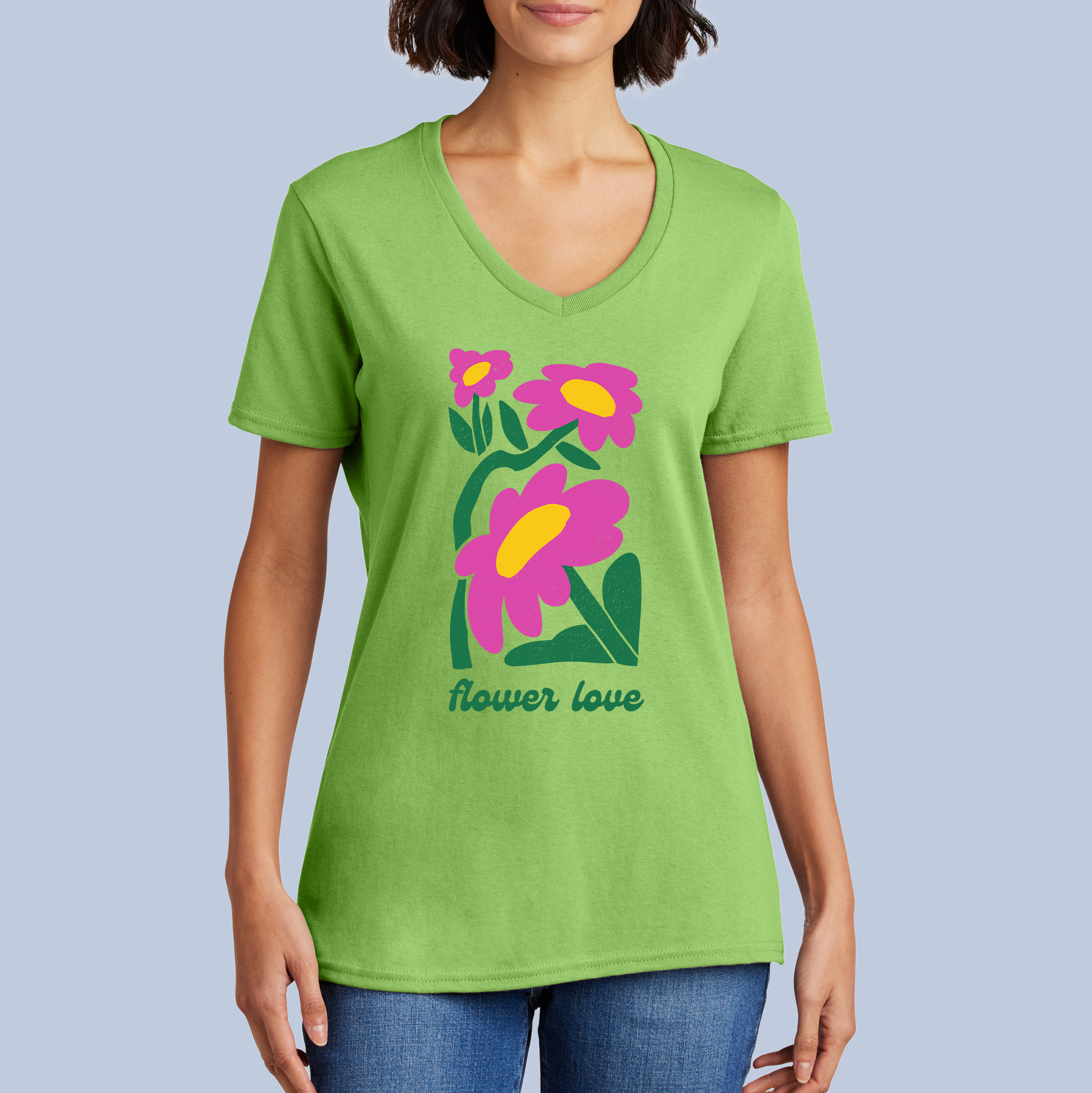 Flower Love V-Neck T-Shirt - Cute Floral Tee for Women 7