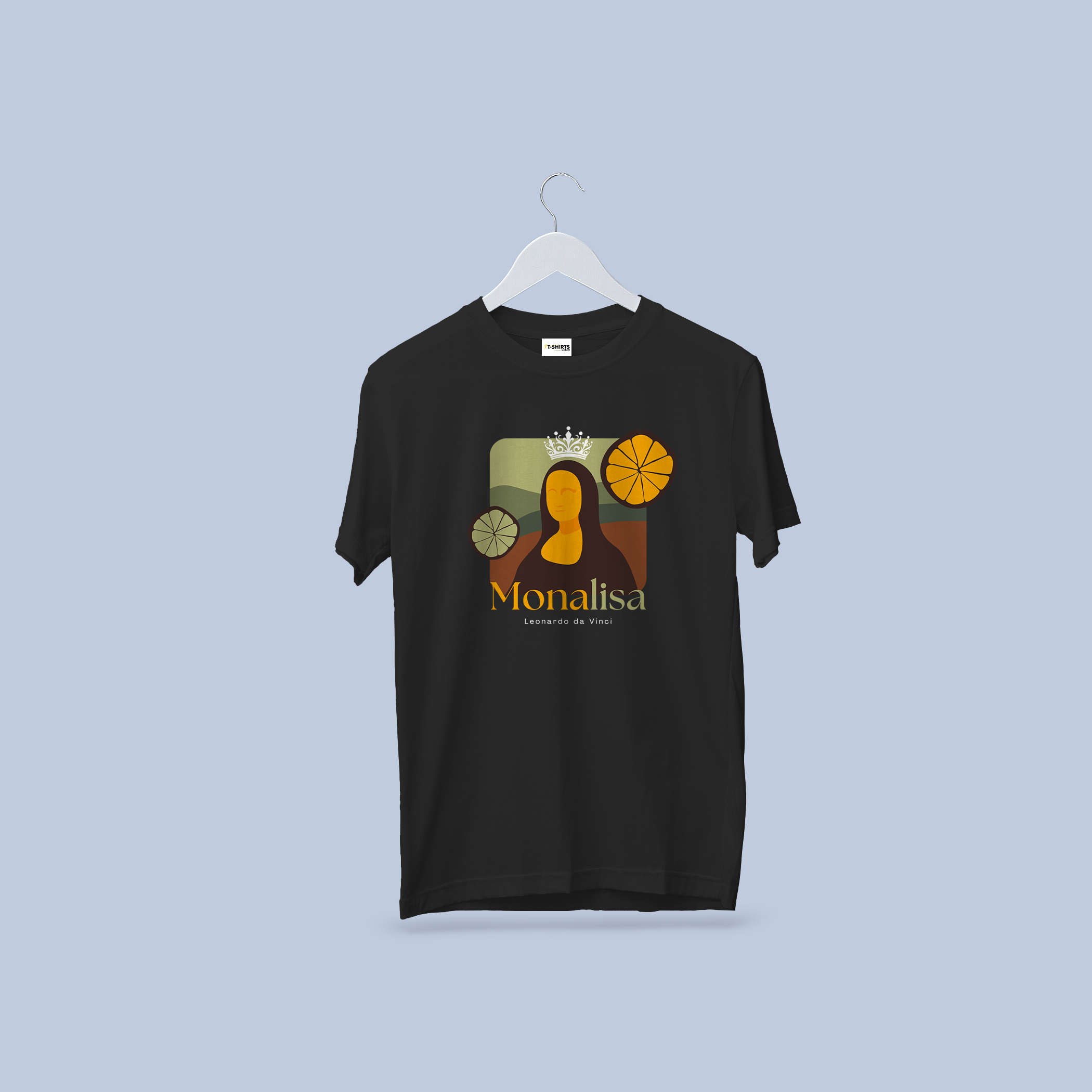 Monalisa Orange Crown" Art-Inspired Graphic T-Shirt - Black Unisex Tee