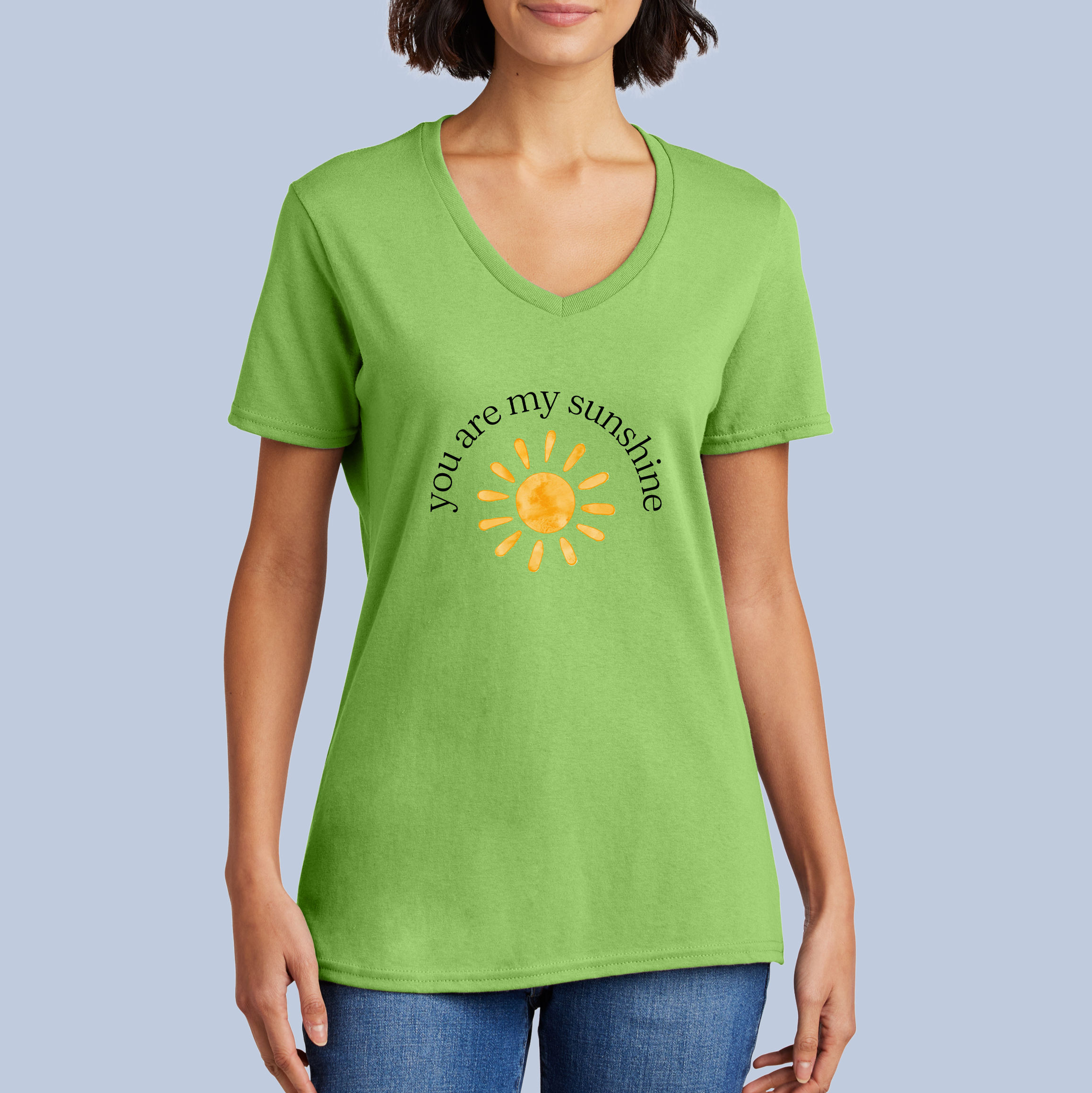 You Are My Sunshine V-Neck Cotton T-Shirt - Positive Sun Tee for Women 7
