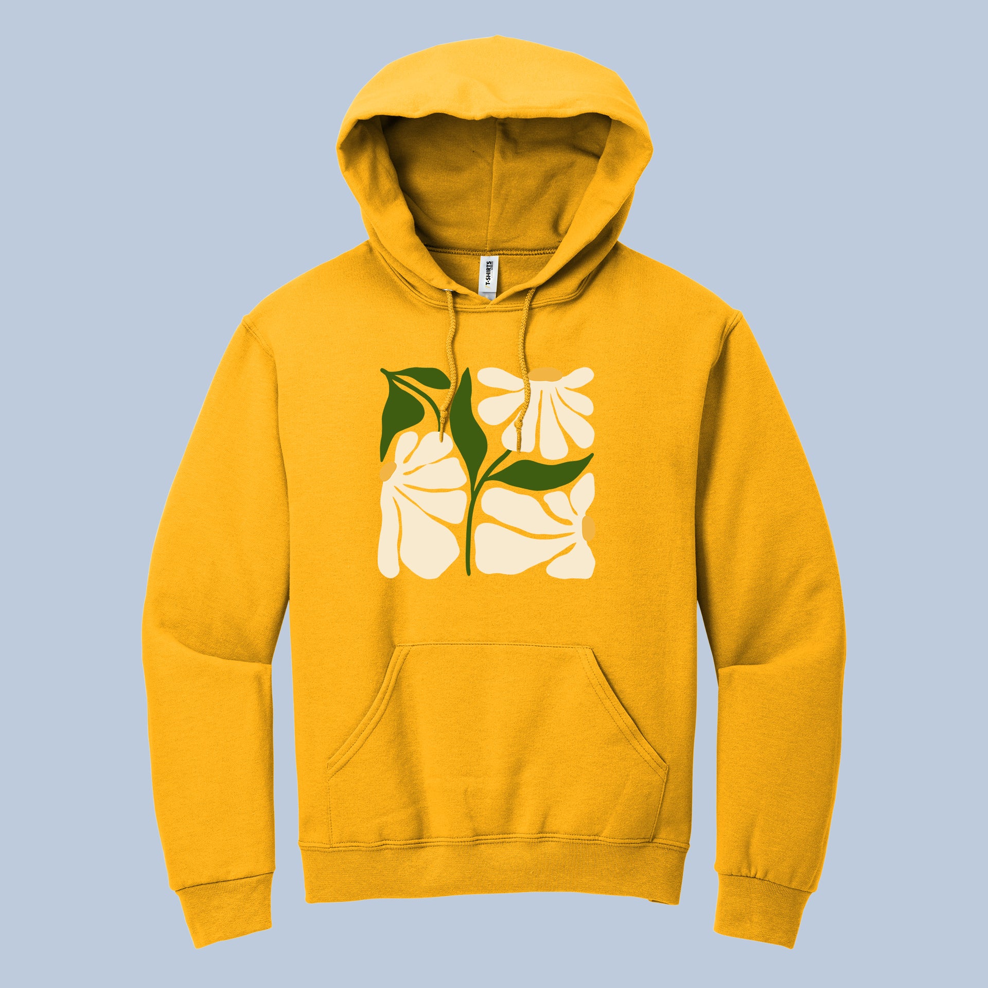 Floral Block Print" Unisex Hoodie | Daisy & Leaves Graphic Sweatshirt 5