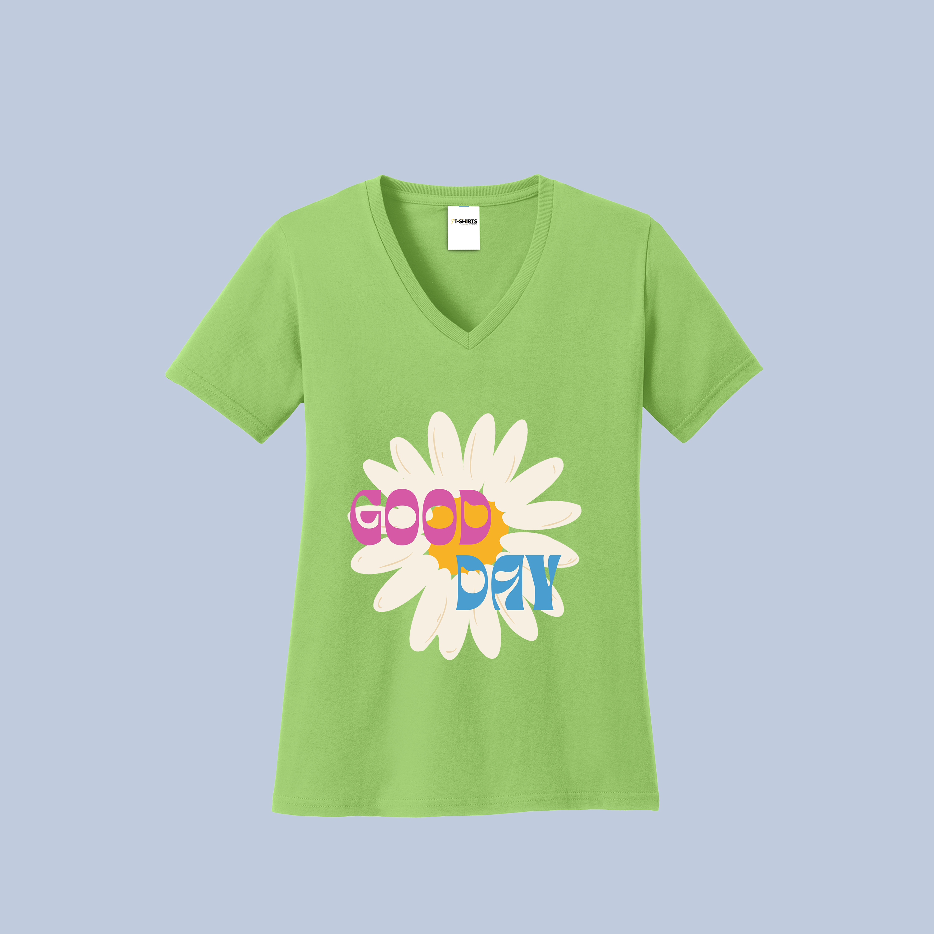 Good Day Daisy V-Neck Cotton T-Shirt - Positive Floral Tee for Women 3
