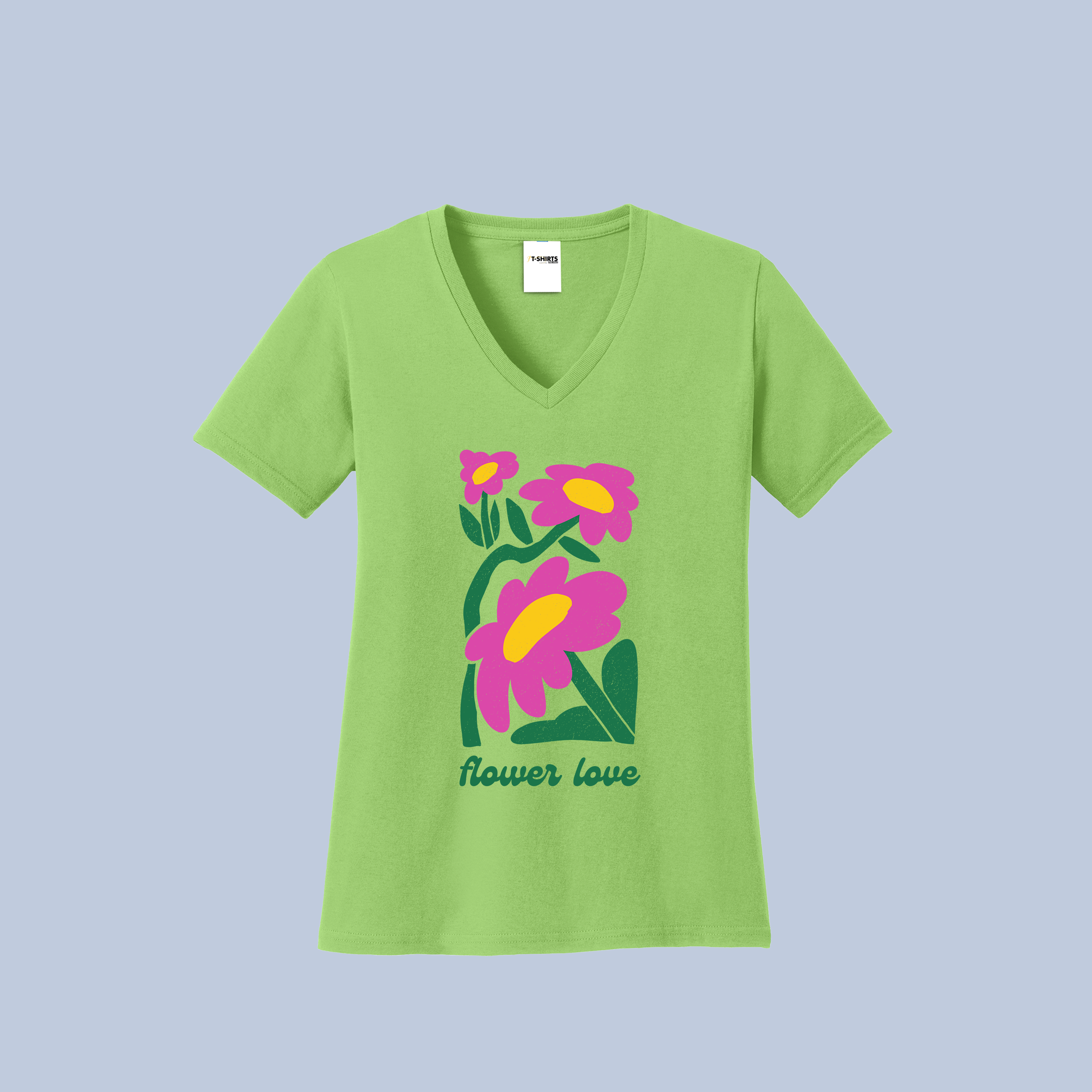 Flower Love V-Neck T-Shirt - Cute Floral Tee for Women 3