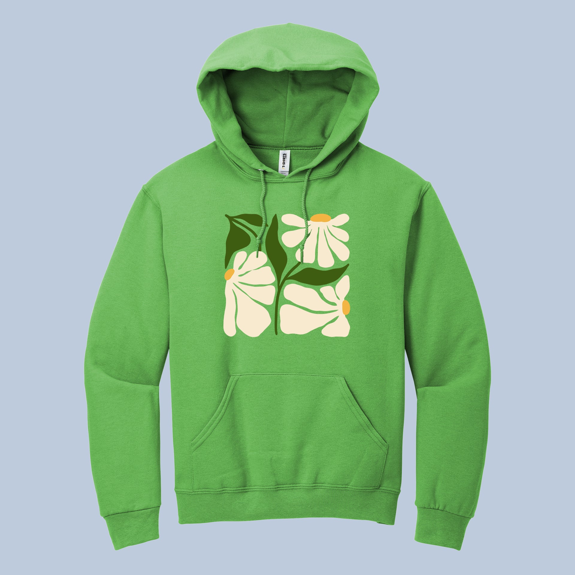 Floral Block Print" Unisex Hoodie | Daisy & Leaves Graphic Sweatshirt 6