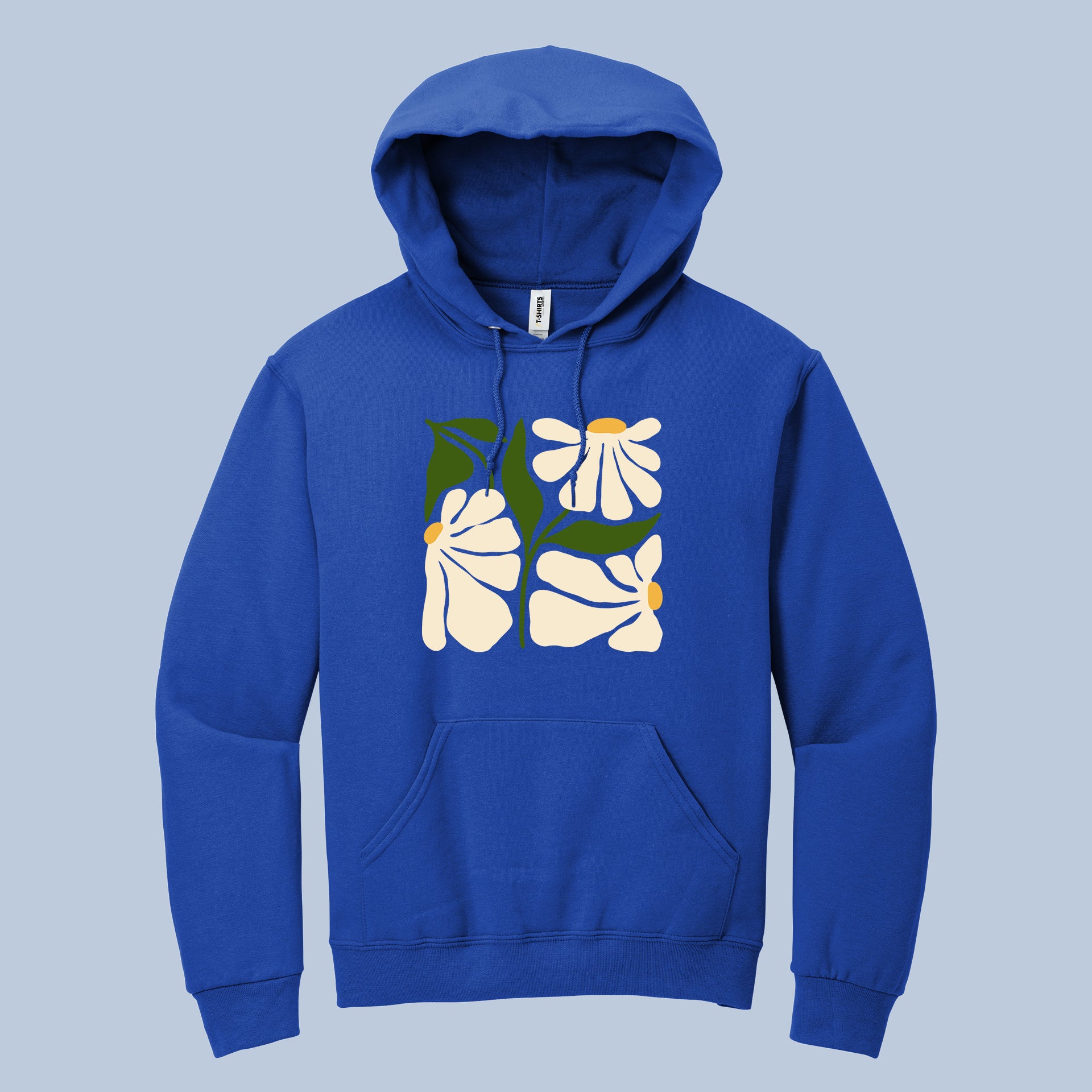 Floral Block Print" Unisex Hoodie | Daisy & Leaves Graphic Sweatshirt 7