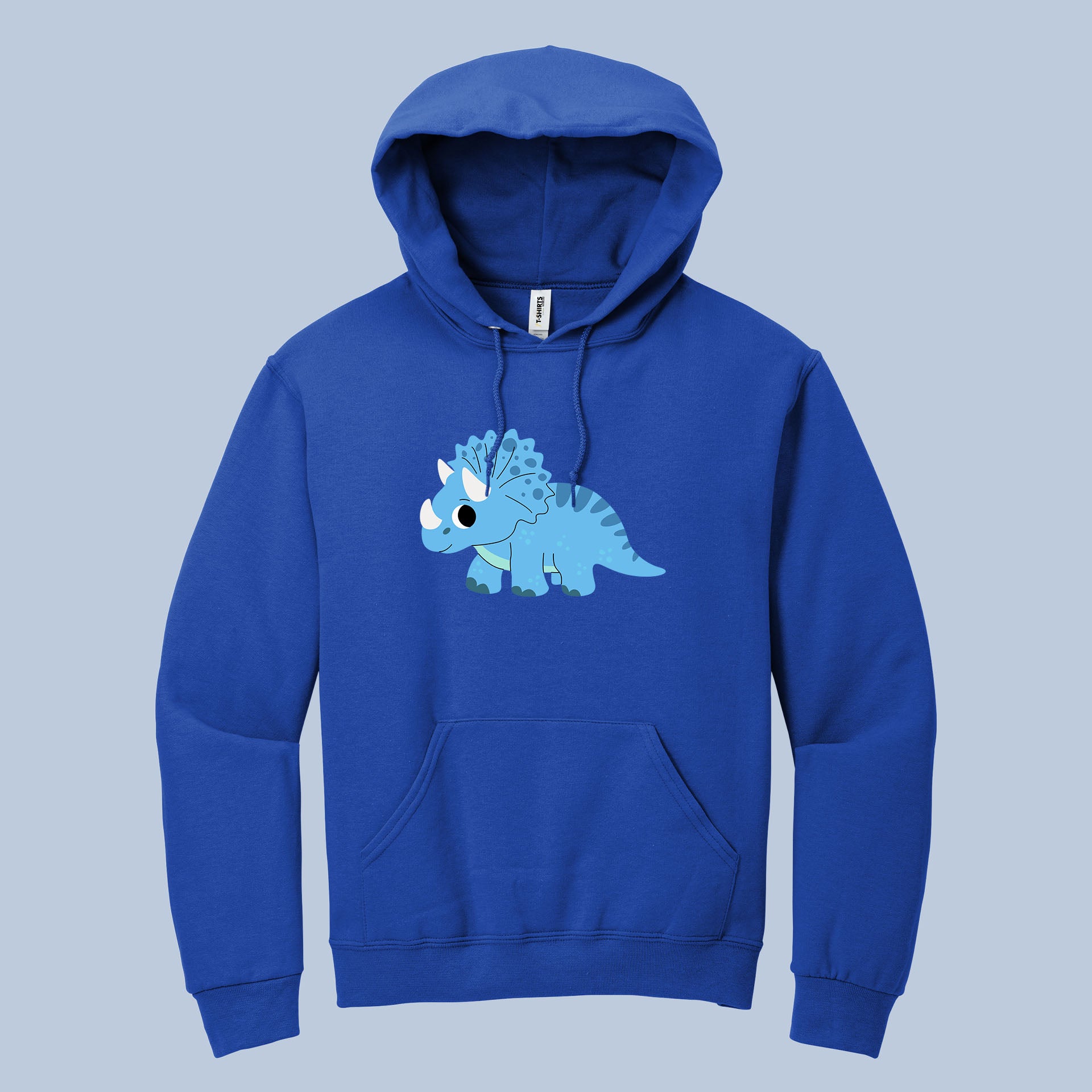 Cute Dinosaur Hoodie – Blue Triceratops Cartoon Pullover 7