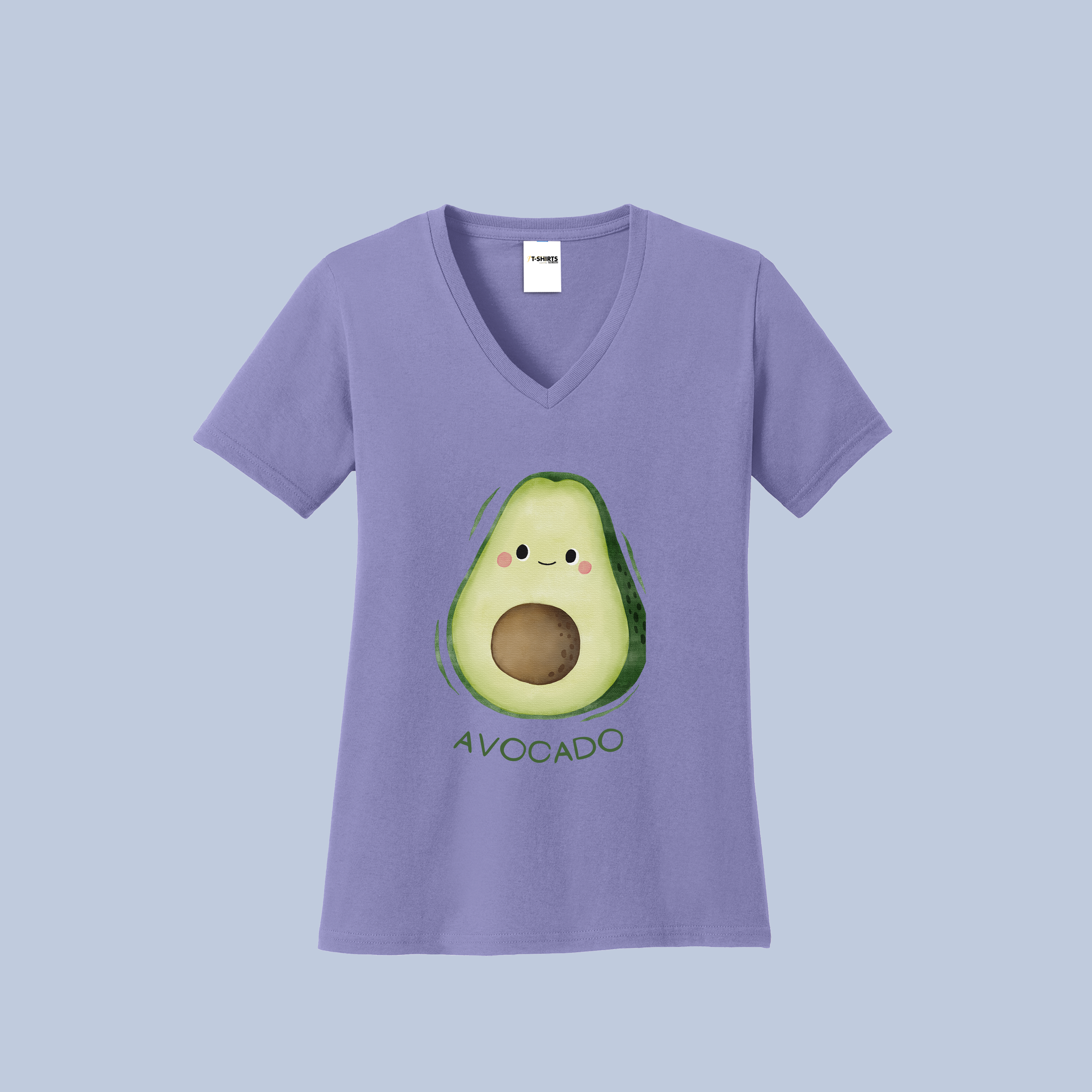 Cute Avocado V-Neck Cotton T-Shirt - Happy Fruit Tee for Women 4