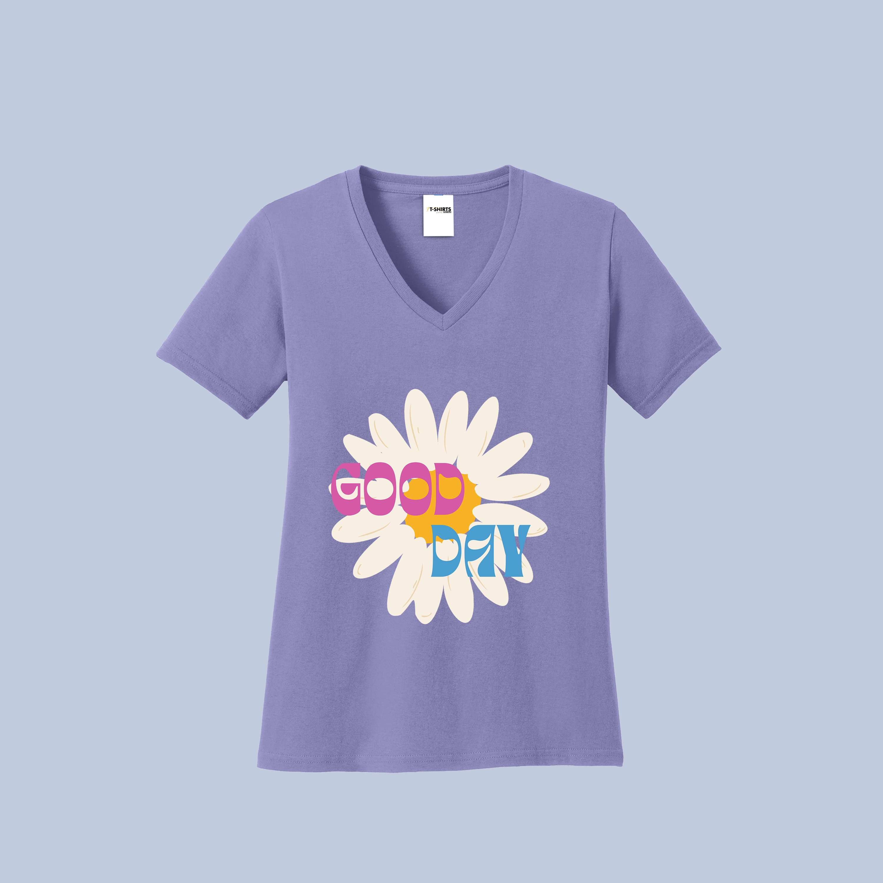 Good Day Daisy V-Neck Cotton T-Shirt - Positive Floral Tee for Women 4