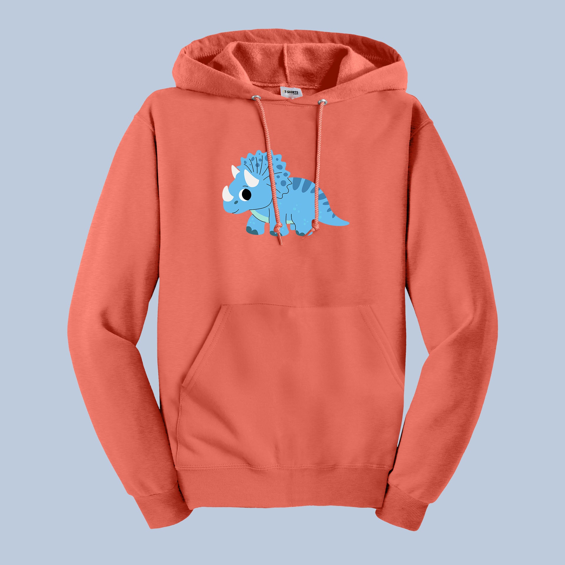 Cute Dinosaur Hoodie – Blue Triceratops Cartoon Pullover 8