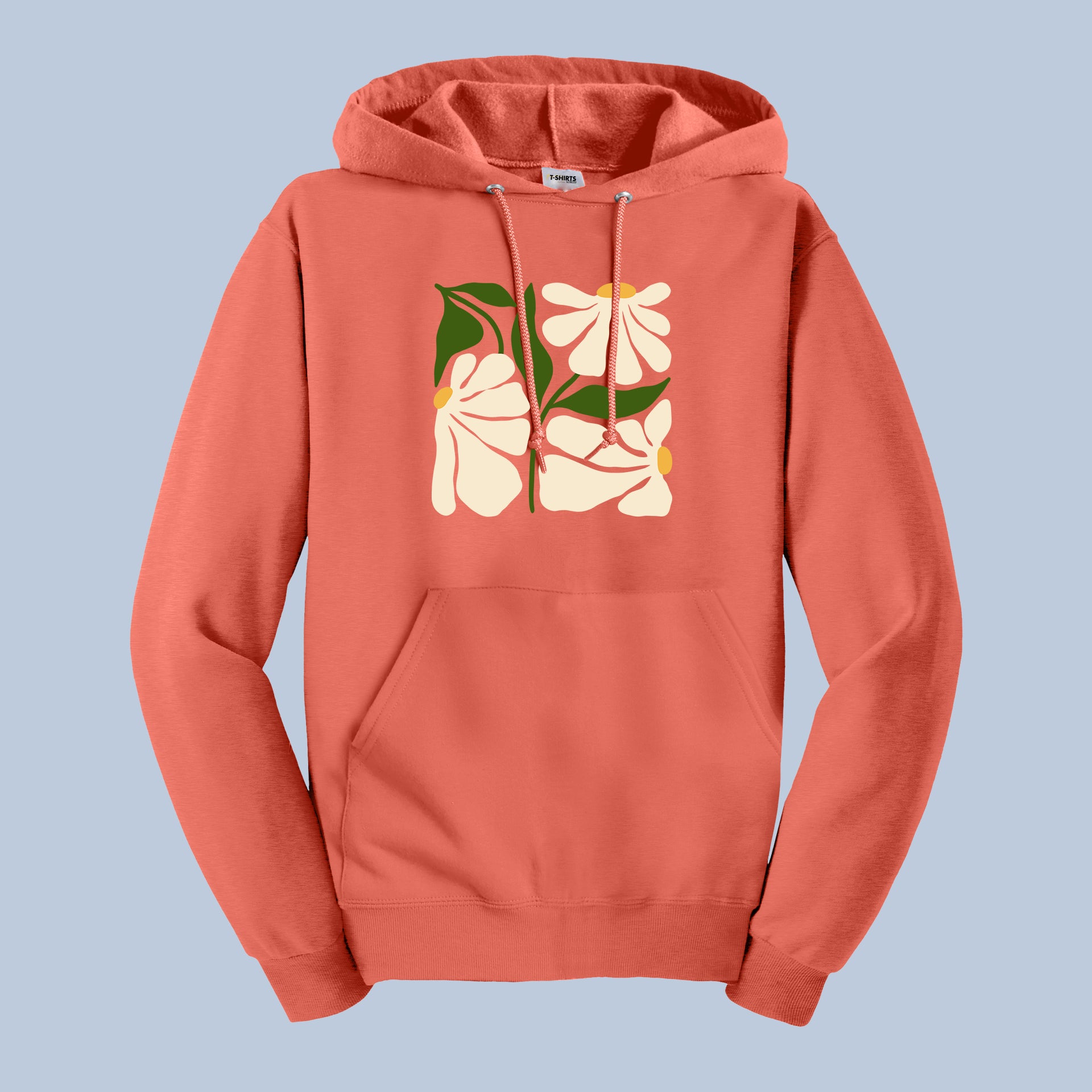 Floral Block Print" Unisex Hoodie | Daisy & Leaves Graphic Sweatshirt 8