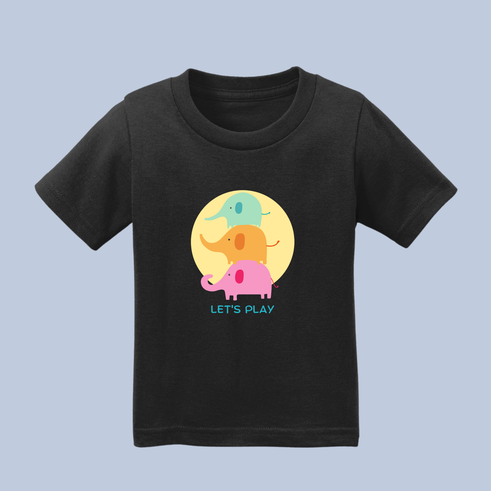 Let's Play Colorful Elephants Kids' T-Shirt - Soft Cotton Toddler Tee 8