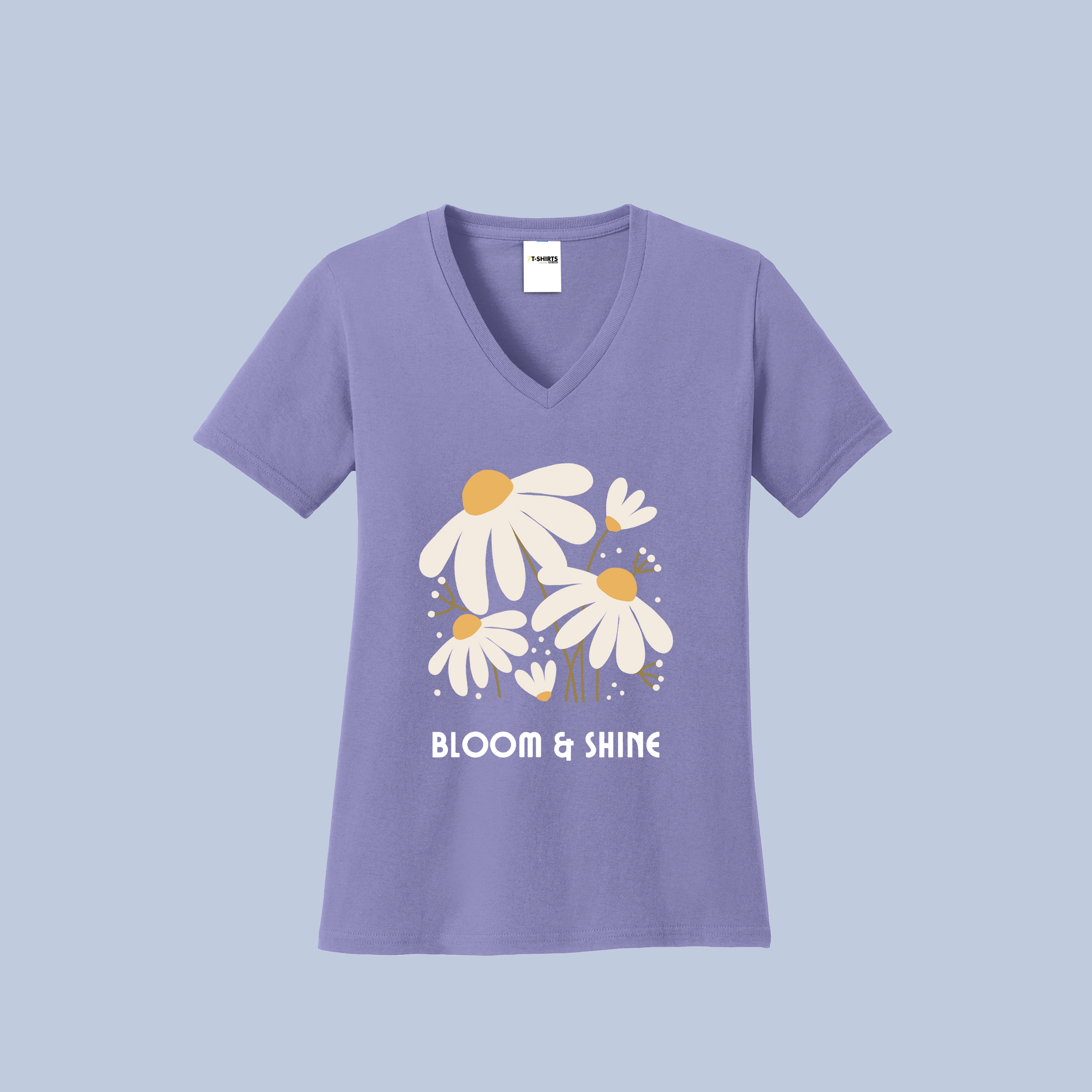 Bloom & Shine V-Neck Cotton T-Shirt - Daisy Floral Tee for Women 4