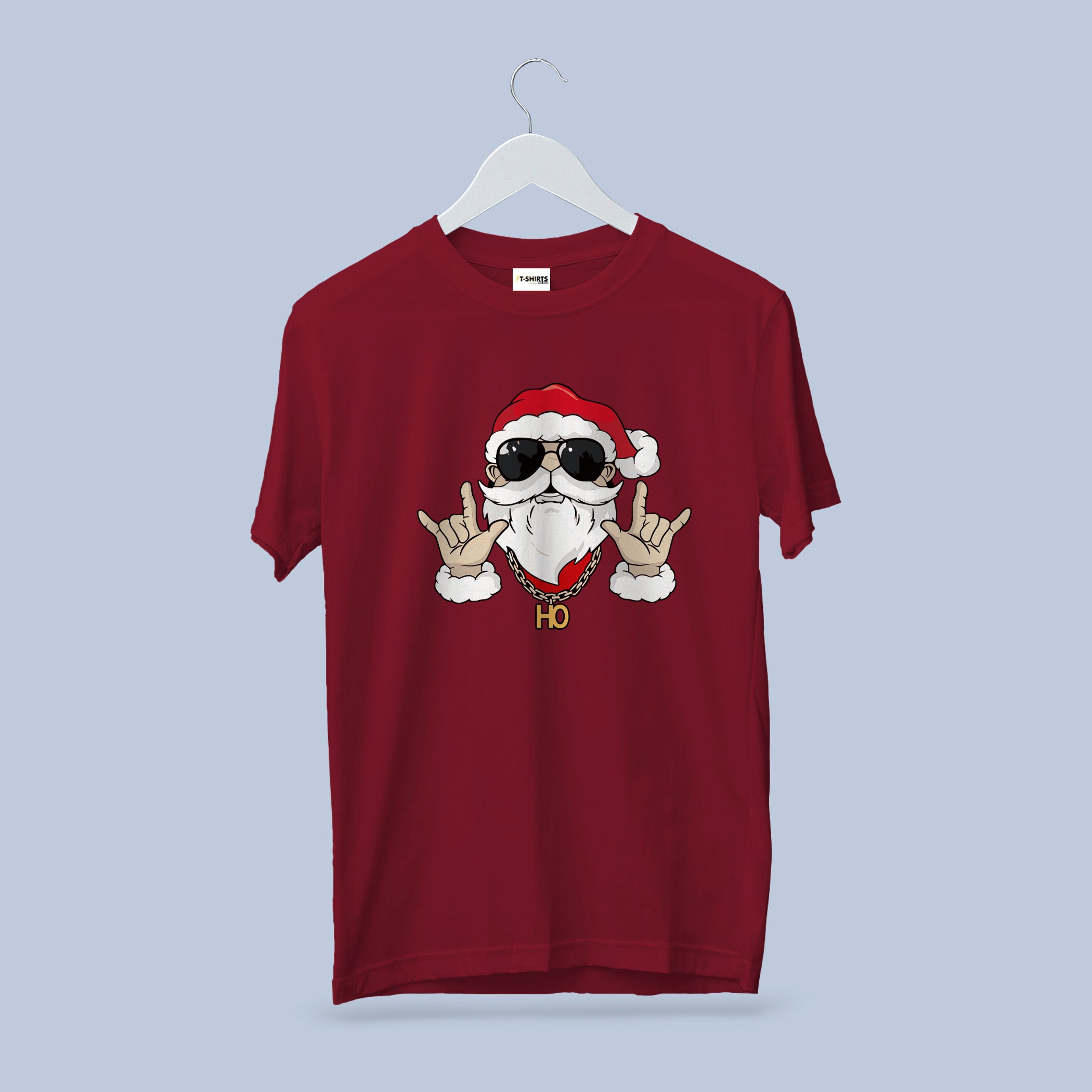 Rock & Roll Santa T-Shirt | Funny Hip Hop Christmas Tee | Cool Claus "HO" Shirt