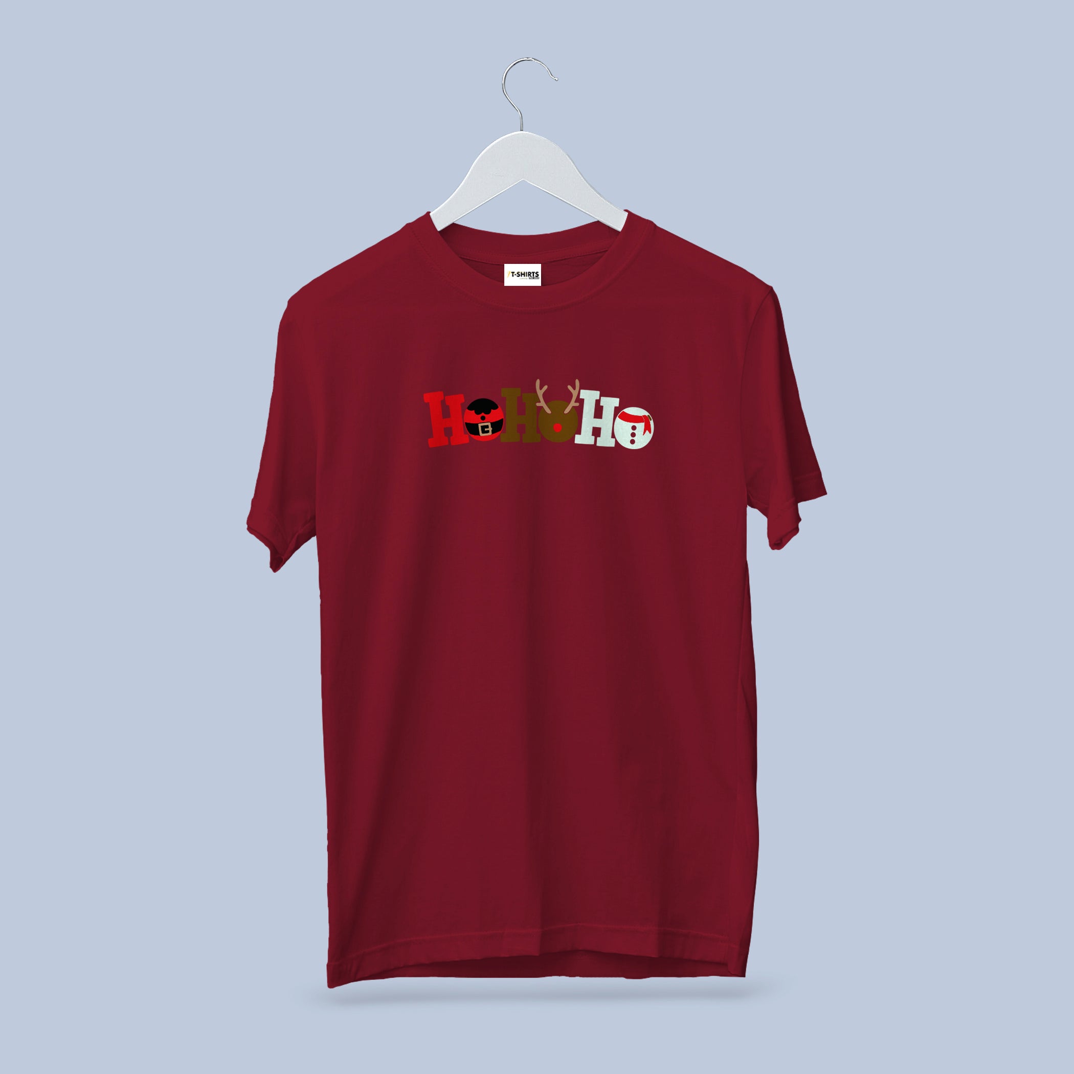 Character HO HO HO Christmas T-Shirt | Santa Reindeer Snowman Graphic Tee | Funny Holiday Group Shirt