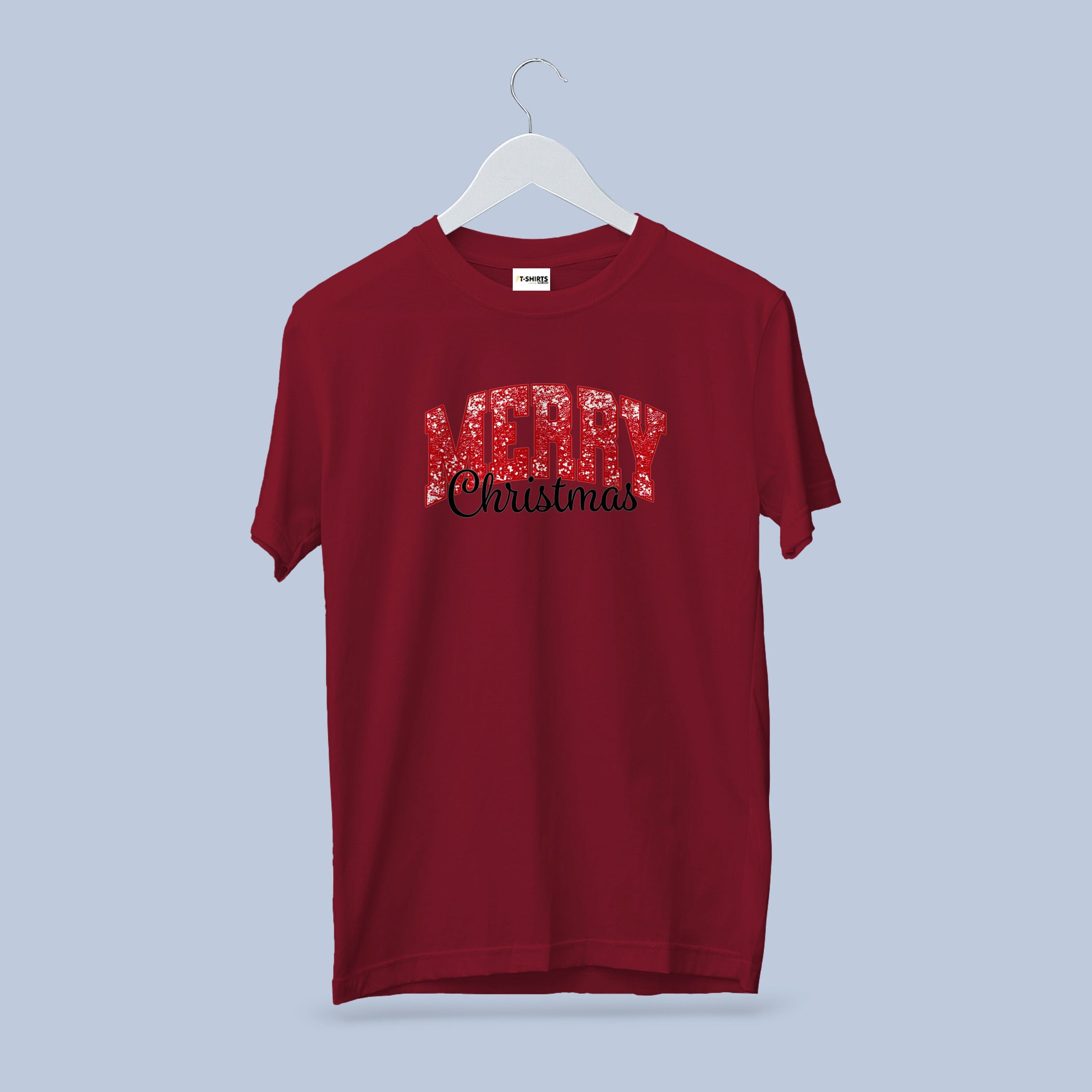 Glitter MERRY Christmas T-Shirt | Sparkly Holiday Graphic Tee | Red Festive Xmas Shirt