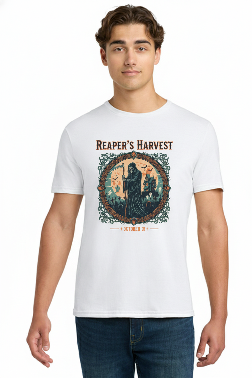 Reaper's Harvest - Spooky Halloween Design with Killer Tee