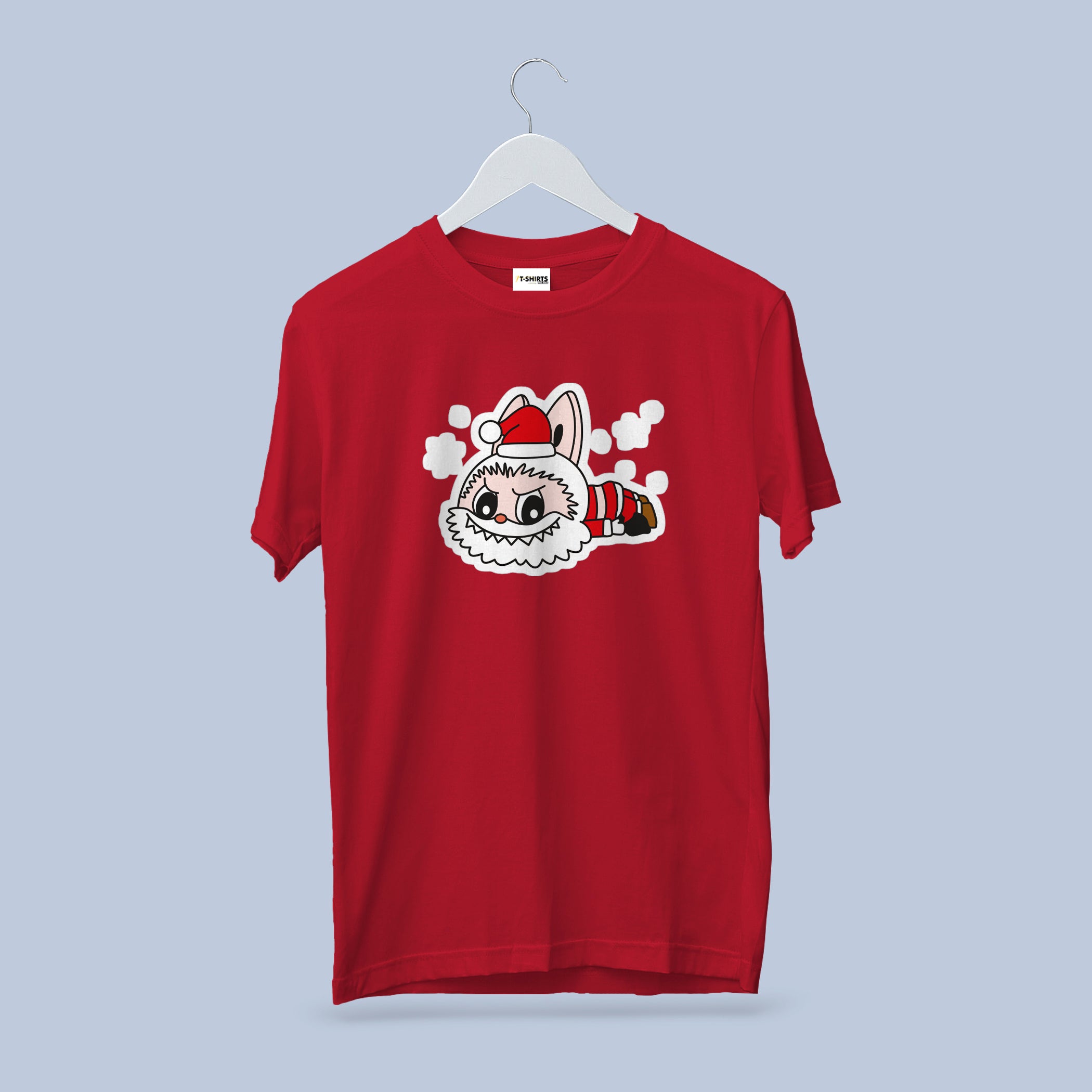 Funny Christmas Rabbit T-Shirt, Grinch-Inspired Santa Bunny Tee, Heavy Cotton Anti-Holiday Gift, Cherry Red Crewneck Apparel 4