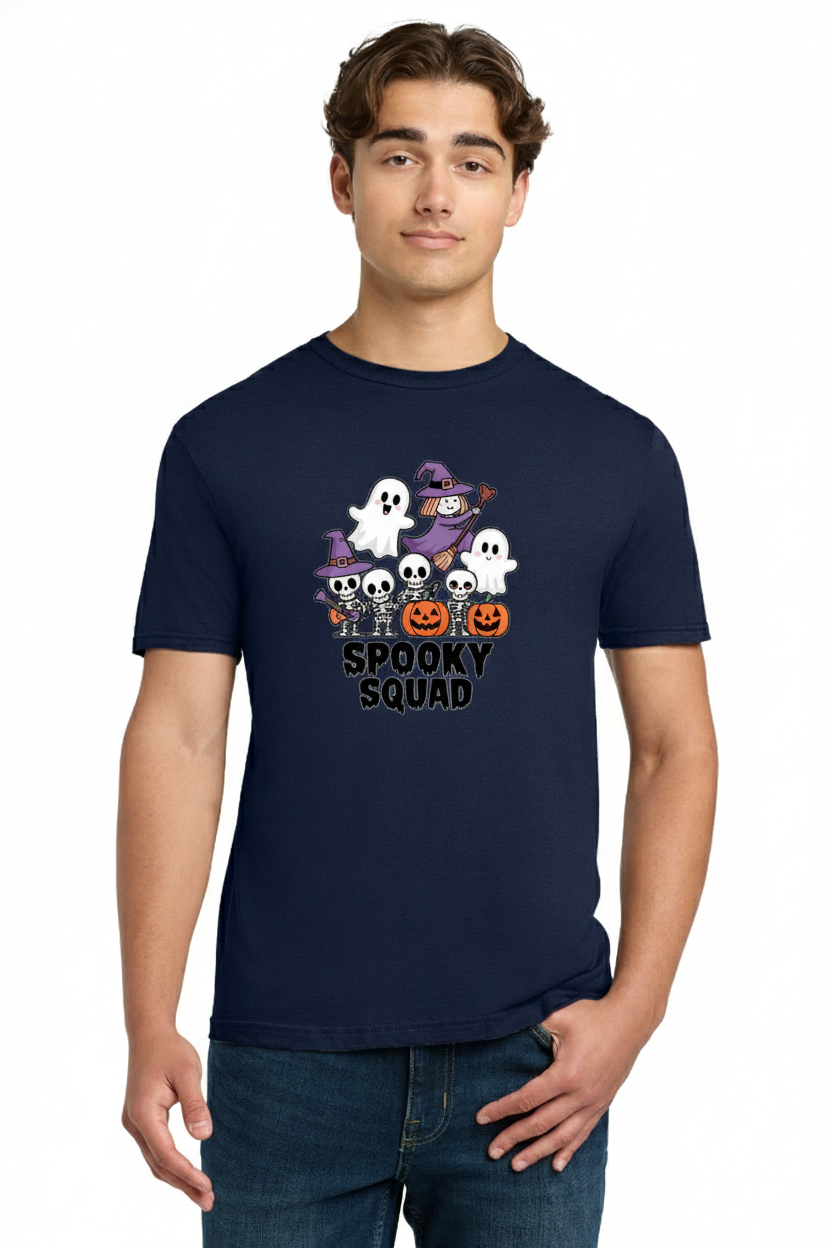 Spooky Squad T-Shirt - Cute Cartoon Ghosts, Skeletons, Witch & Pumpkins Halloween Tee 3