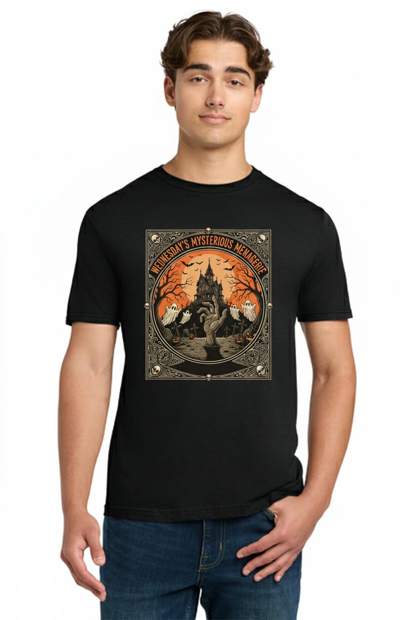 Wednesday's Mysterious Menagerie of the Macabre Vintage Halloween Graphic Tee
