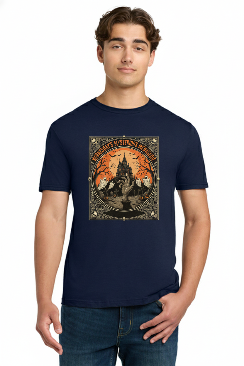 Wednesday's Mysterious Menagerie of the Macabre Vintage Halloween Graphic Tee 3