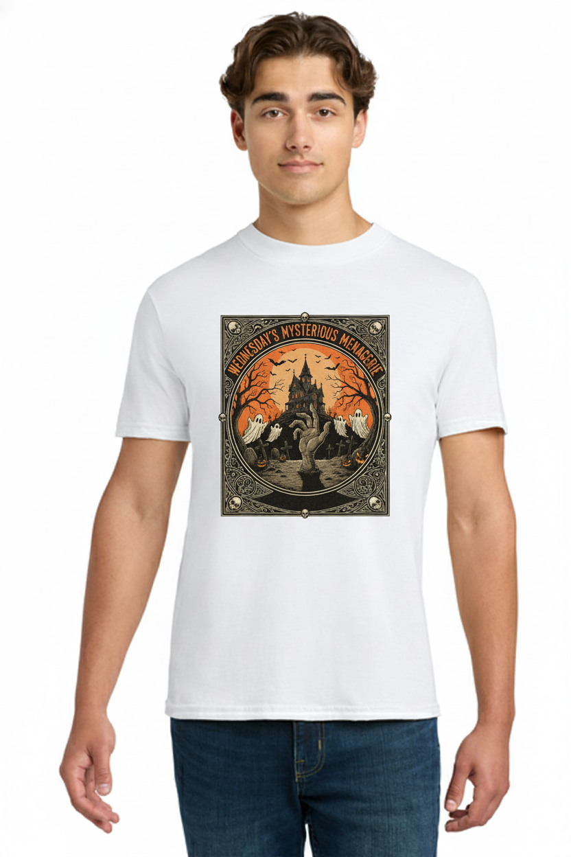 Wednesday's Mysterious Menagerie of the Macabre Vintage Halloween Graphic Tee