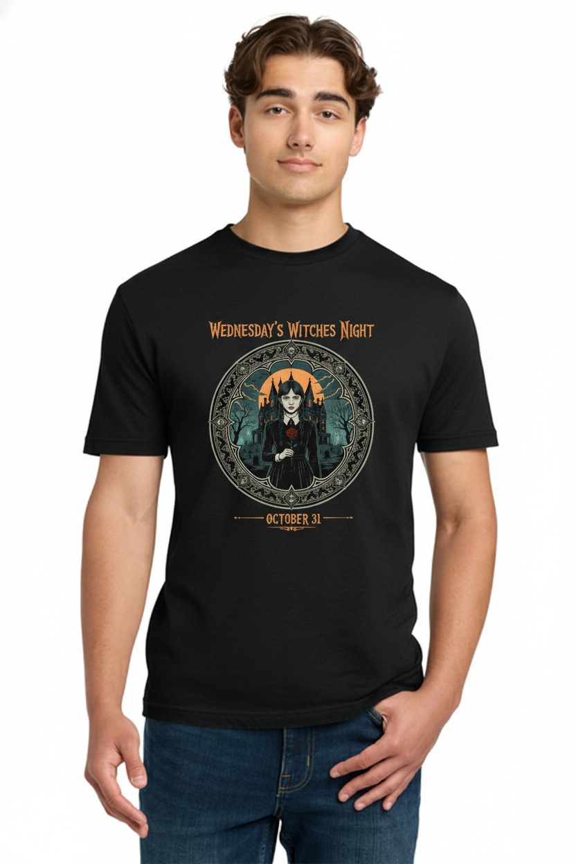 Wednesday's Witches Night - Spooky and Crazy Halloween Design with Wednesday Addams Tee