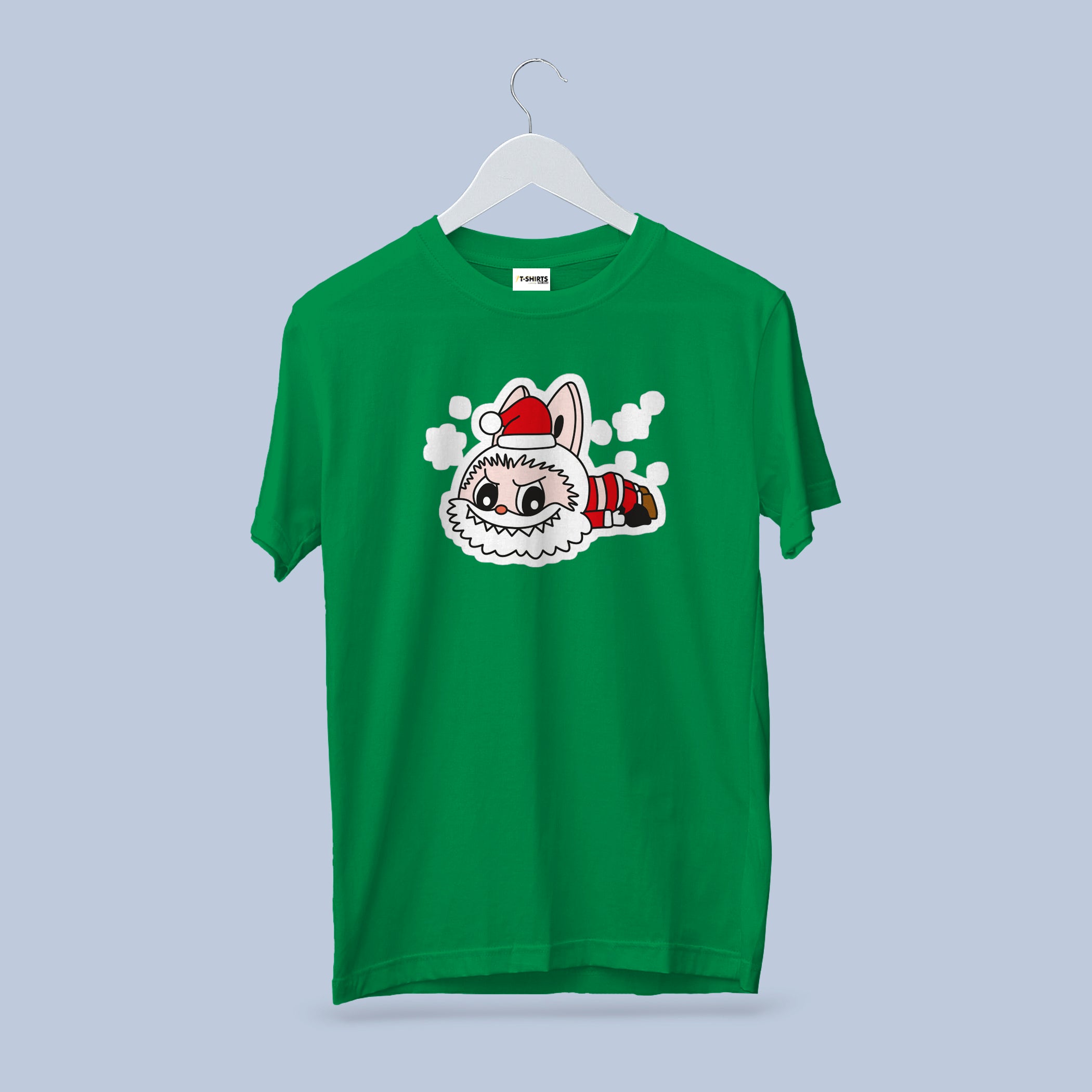 Funny Christmas Rabbit T-Shirt, Grinch-Inspired Santa Bunny Tee, Heavy Cotton Anti-Holiday Gift, Cherry Red Crewneck Apparel