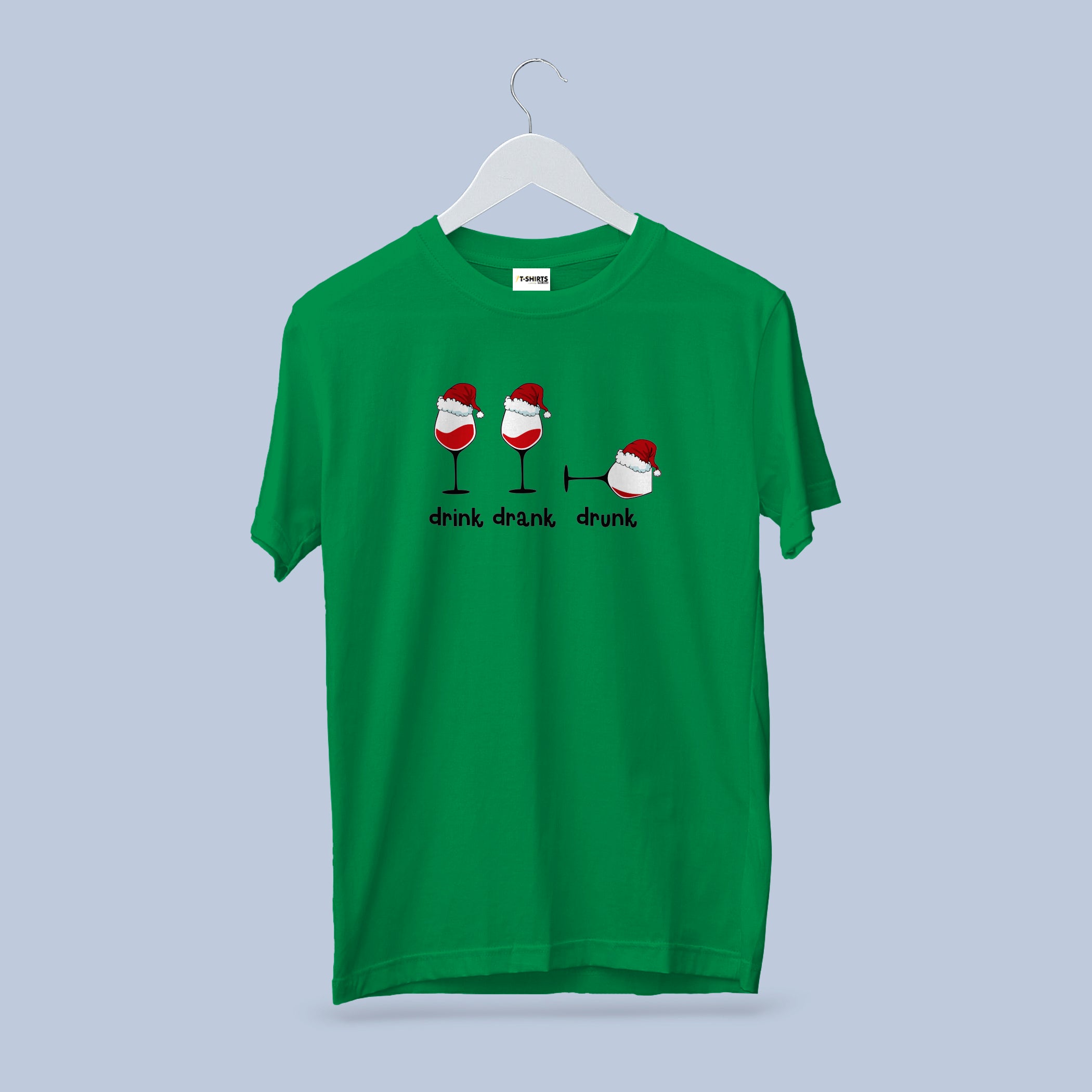 Drink Drank Drunk T-Shirt | Funny Christmas Wine Tee | Boozy Holiday Party Shirt