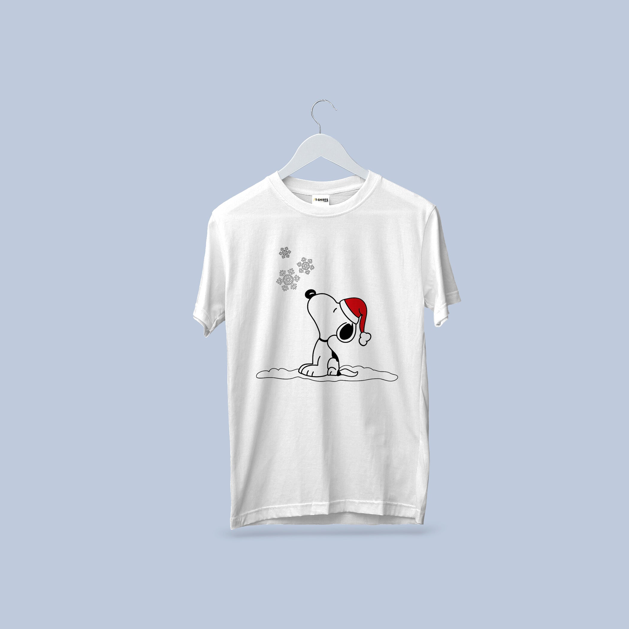 Snoopy Christmas T-Shirt, Falling Snow Santa Hat Tee, Holiday Peanuts Family Shirt, Cherry Red Cotton Crewneck Gift 5