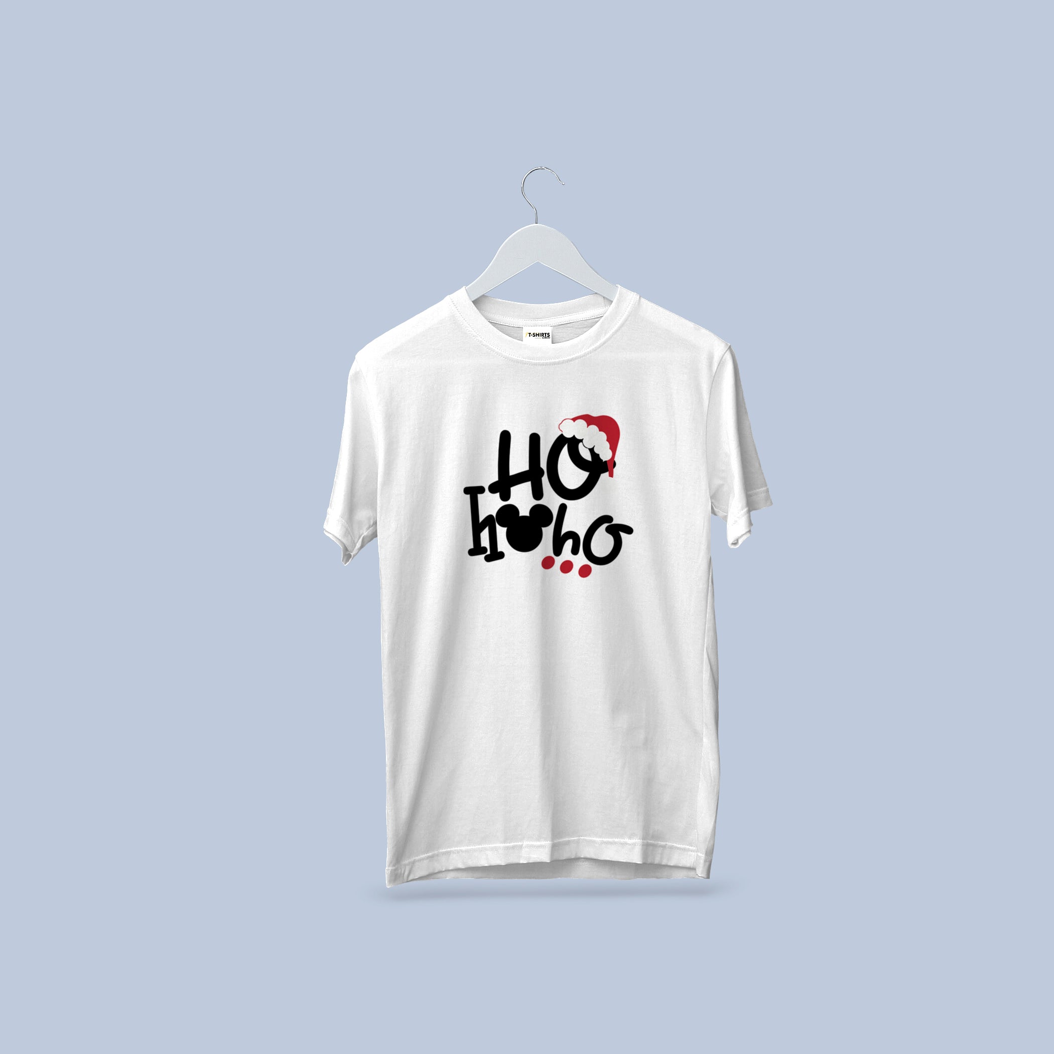 Ho Ho Ho Mouse Ears T-Shirt, Christmas Santa Hat Tee, Cherry Red Heavy Cotton Crewneck, Family Vacation Theme Park Gift 4