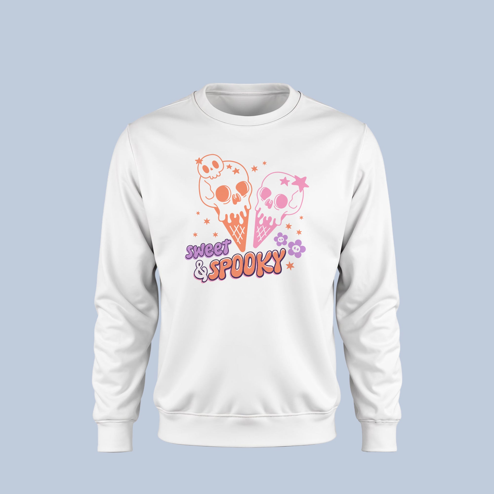 Sweet & Spooky Halloween Sweatshirt – Cute Pastel Skull Ice Cream Crewneck – Cozy Fall Pullover for Women & Men 3